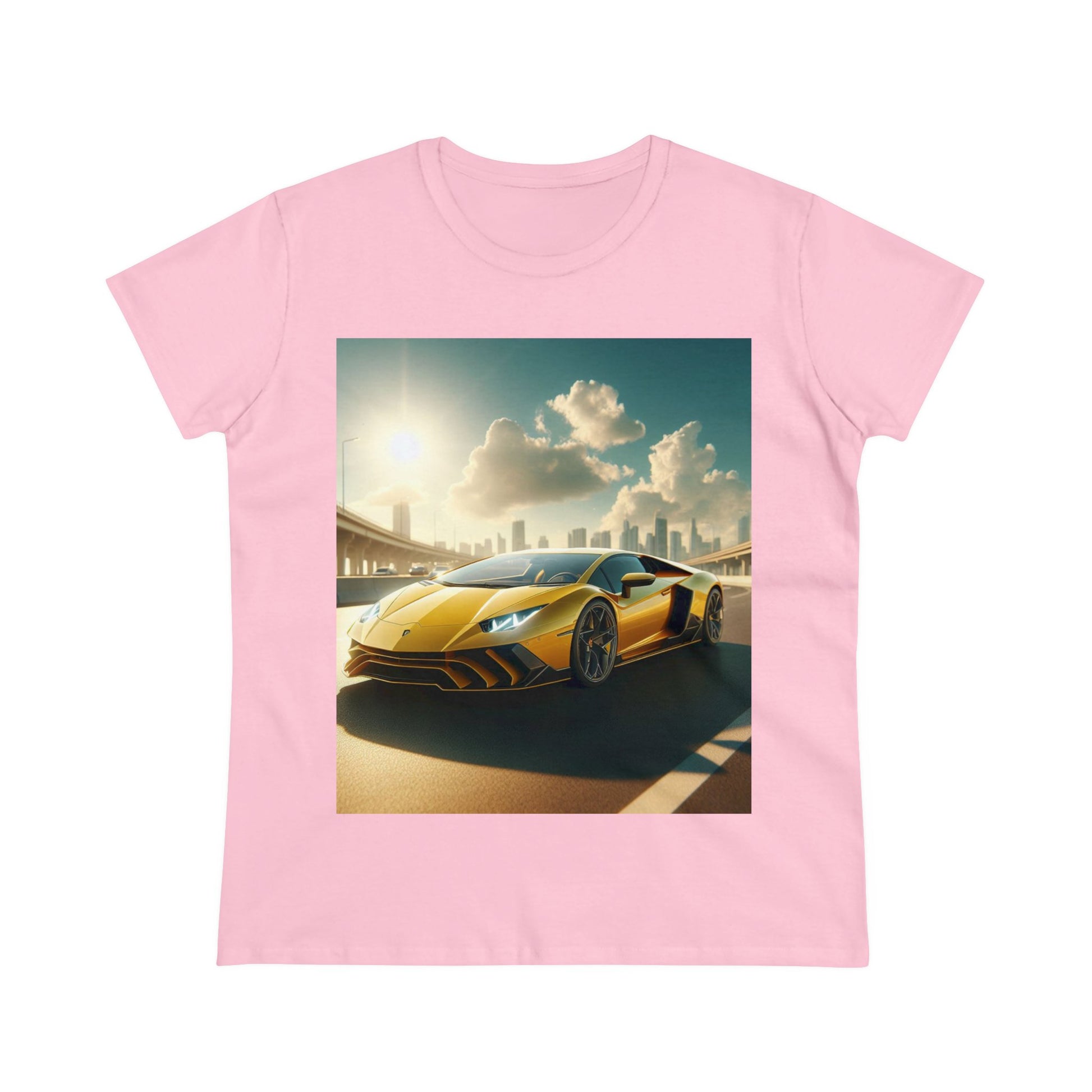 Yellow Lamborghini T-Shirt T-Shirt Printify Light Pink S 