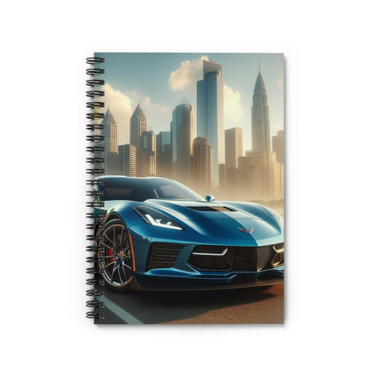 Blue Corvette Spiral Notebook Paper products Printify One Size  