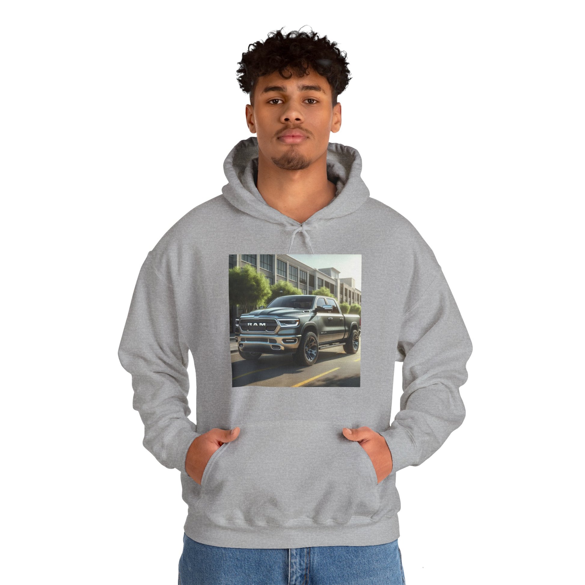 Gray Dodge Ram Hoodie Hoodie Printify   