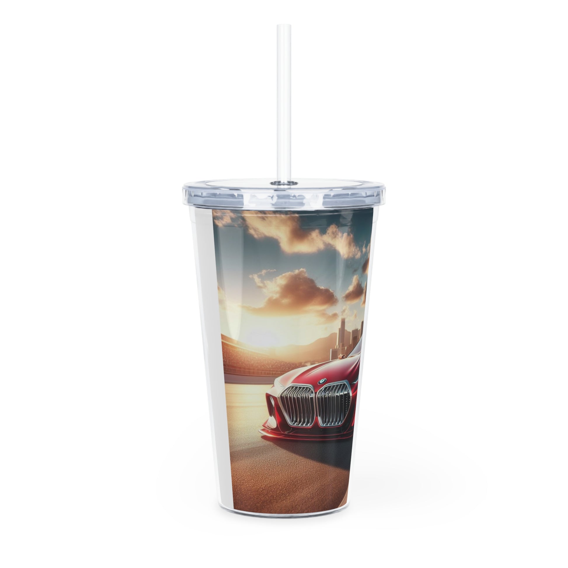 Red BMW Tumbler with Straw Mug Printify   