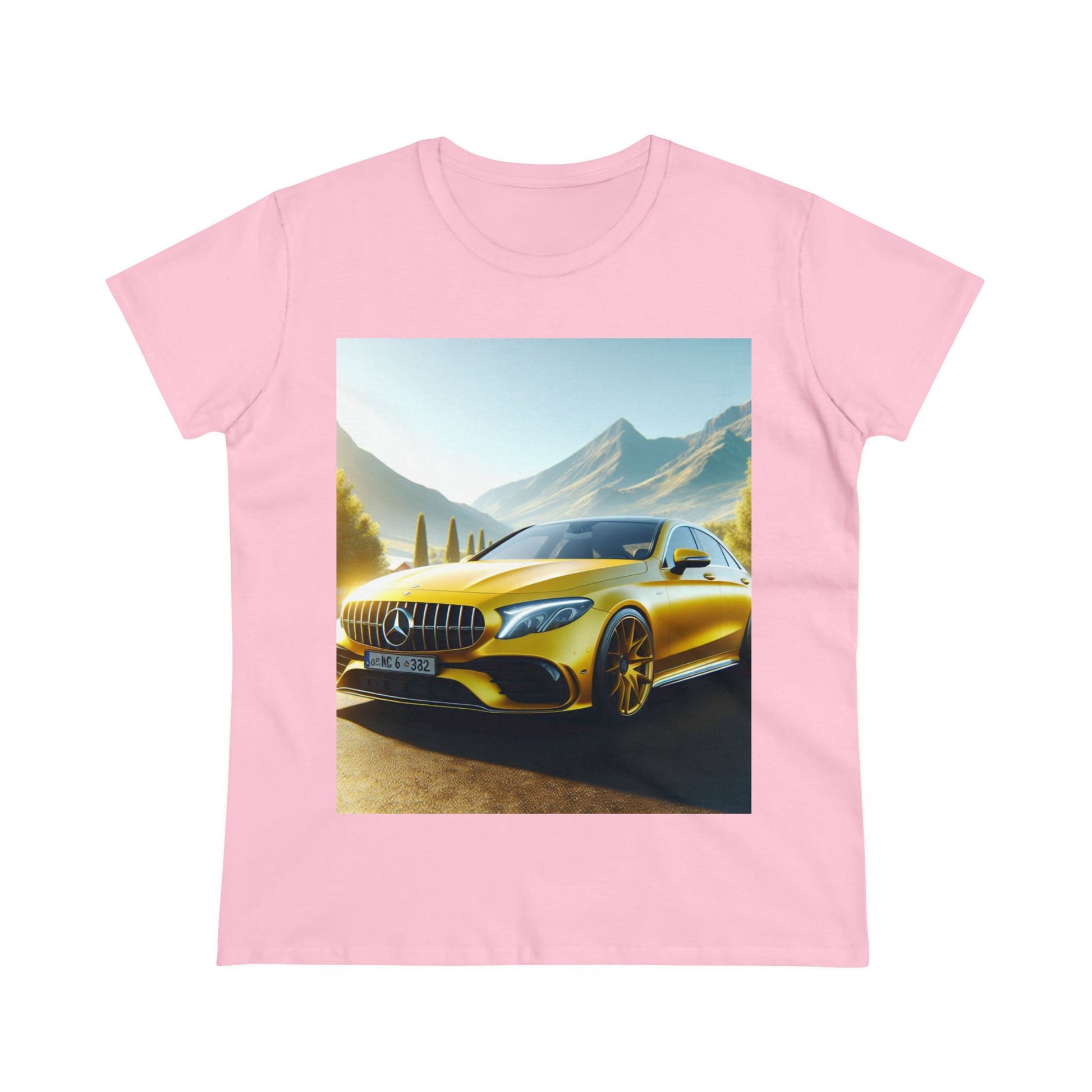 Yellow Mercedes T-Shirt T-Shirt Printify Light Pink S 