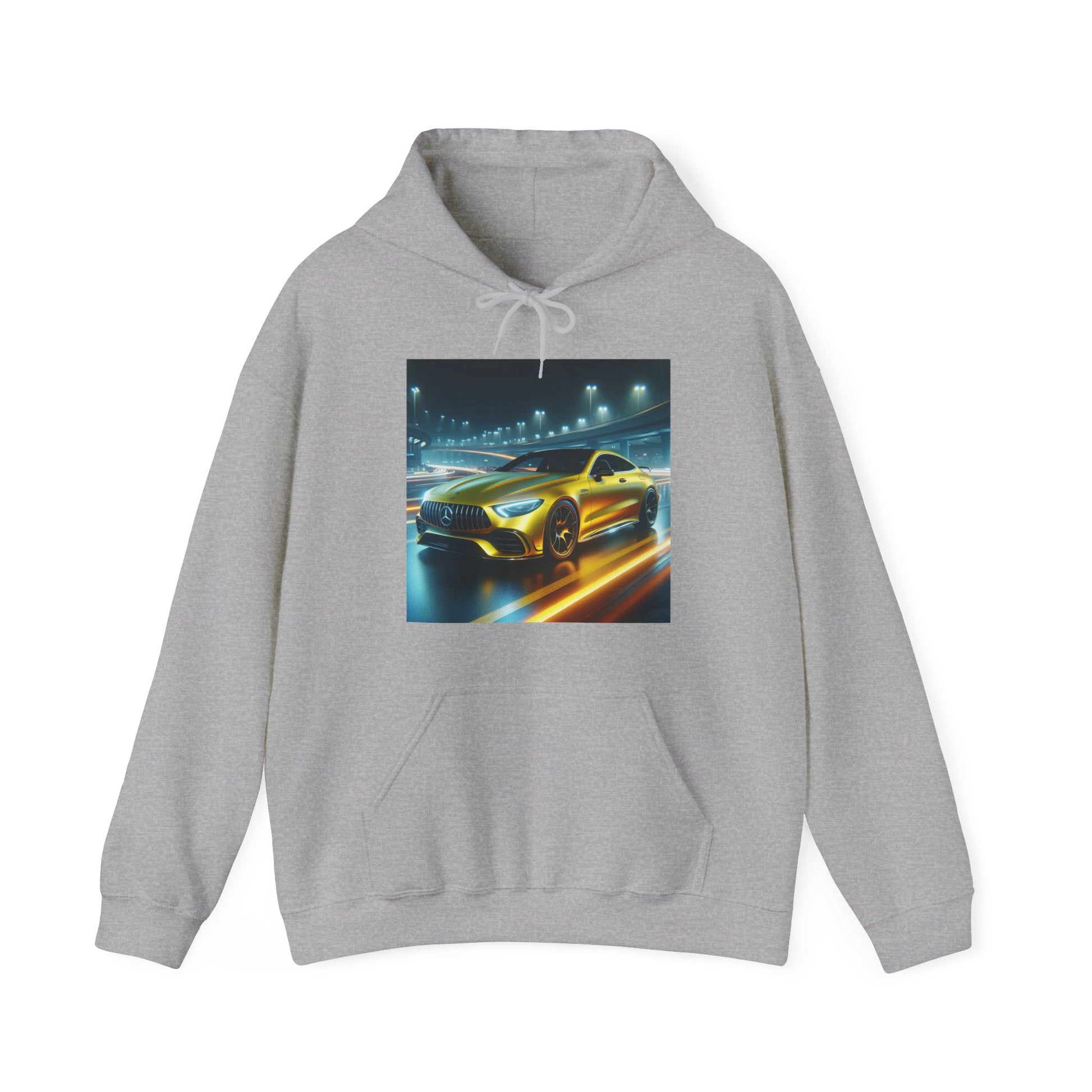 Yellow Mercedes Hoodie Hoodie Printify Sport Grey S 