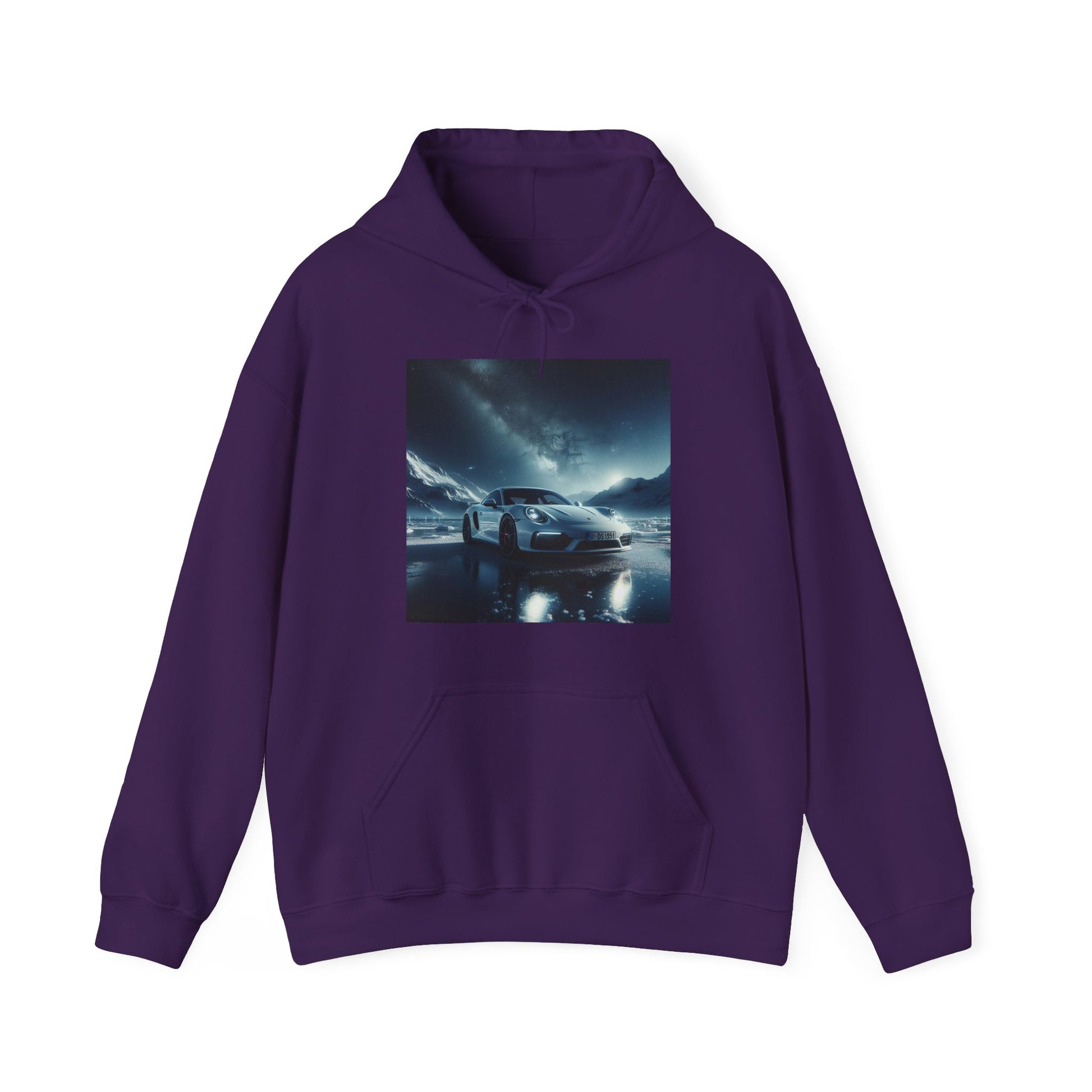 White Porsche Hoodie Hoodie Printify Purple S 