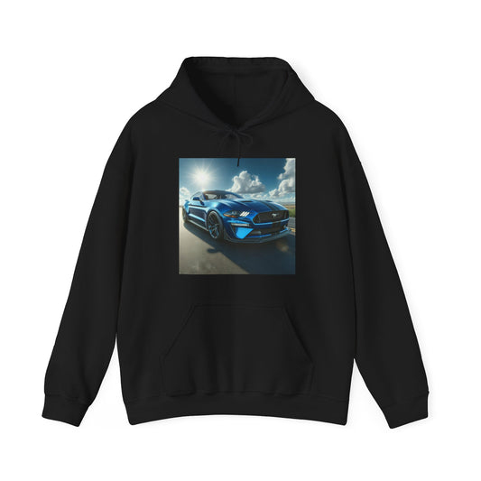 Blue Mustang Hoodie Hoodie Printify Black S 