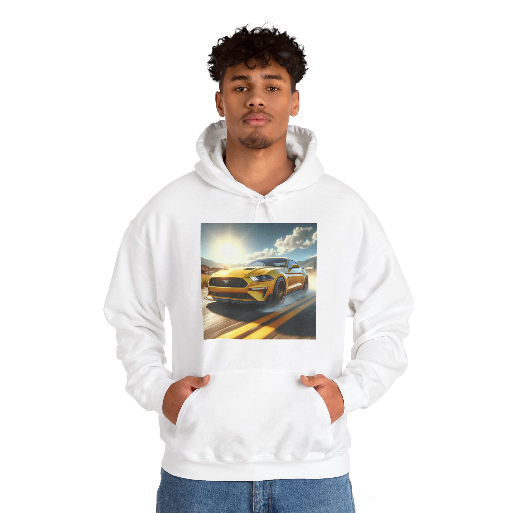 Yellow Mustang Hoodie Hoodie Printify   