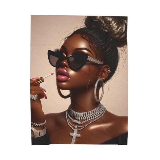 My Lip Gloss is Poppin Plush Blanket blankets Printify 60" × 80"  
