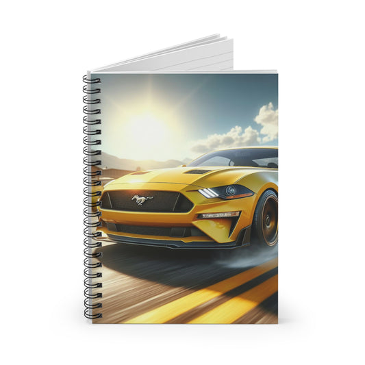 Yellow Mustang Spiral Notebook Paper products Printify   