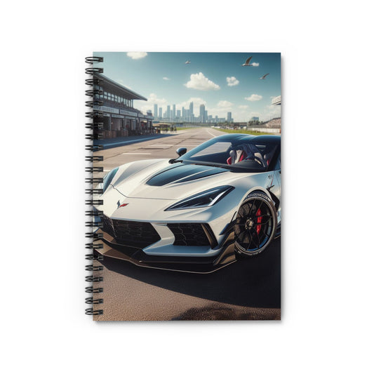White Corvette Spiral Notebook Paper products Printify One Size  