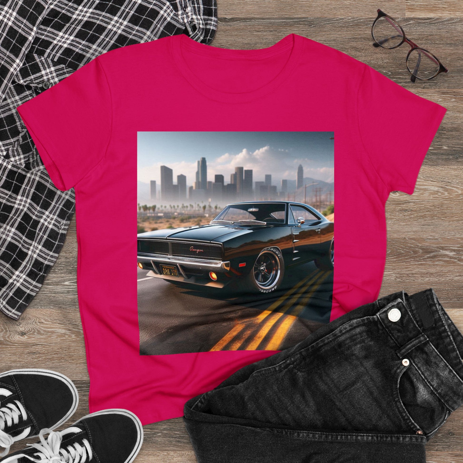 1970 Black Dodge Charge T-Shirt T-Shirt Printify   