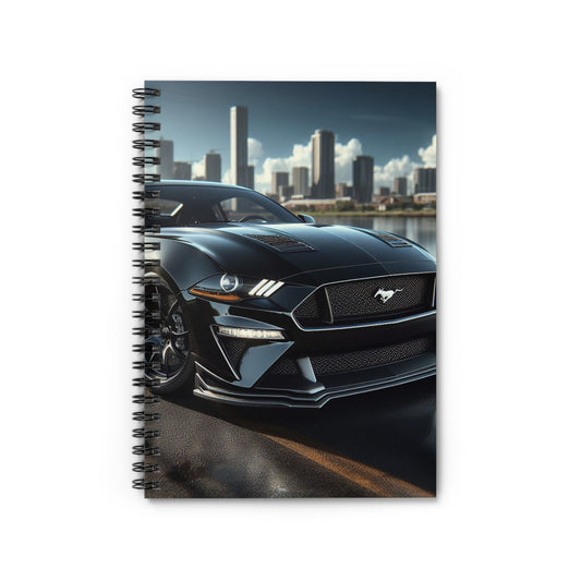 Black Mustang Spiral Notebook Paper products Printify One Size  