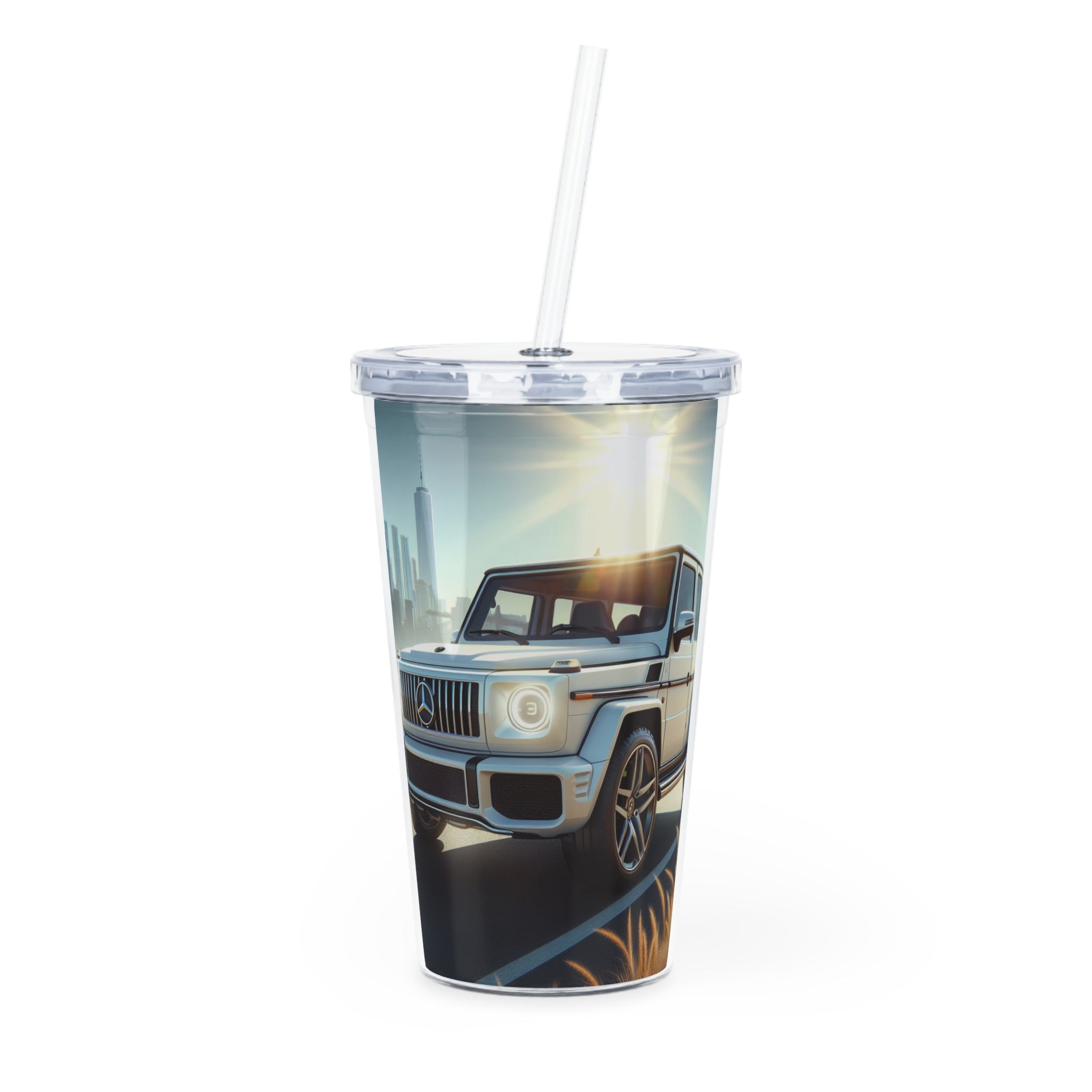 White G-Wagon Tumbler with Straw Mug Printify 20oz Transparent 