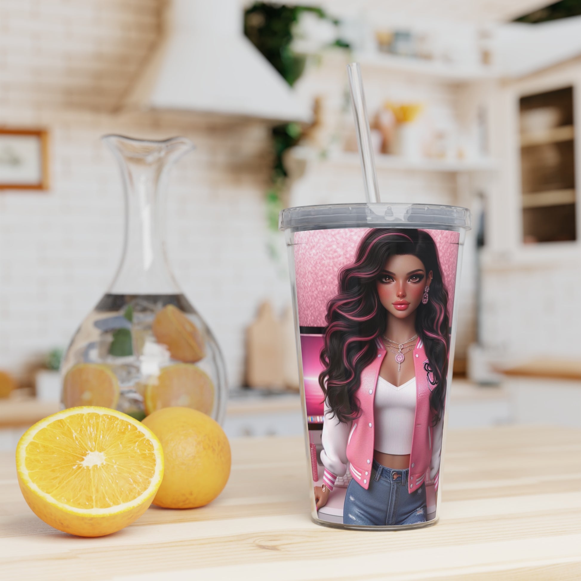 Pink Everything Tumbler with Straw Mug Printify   