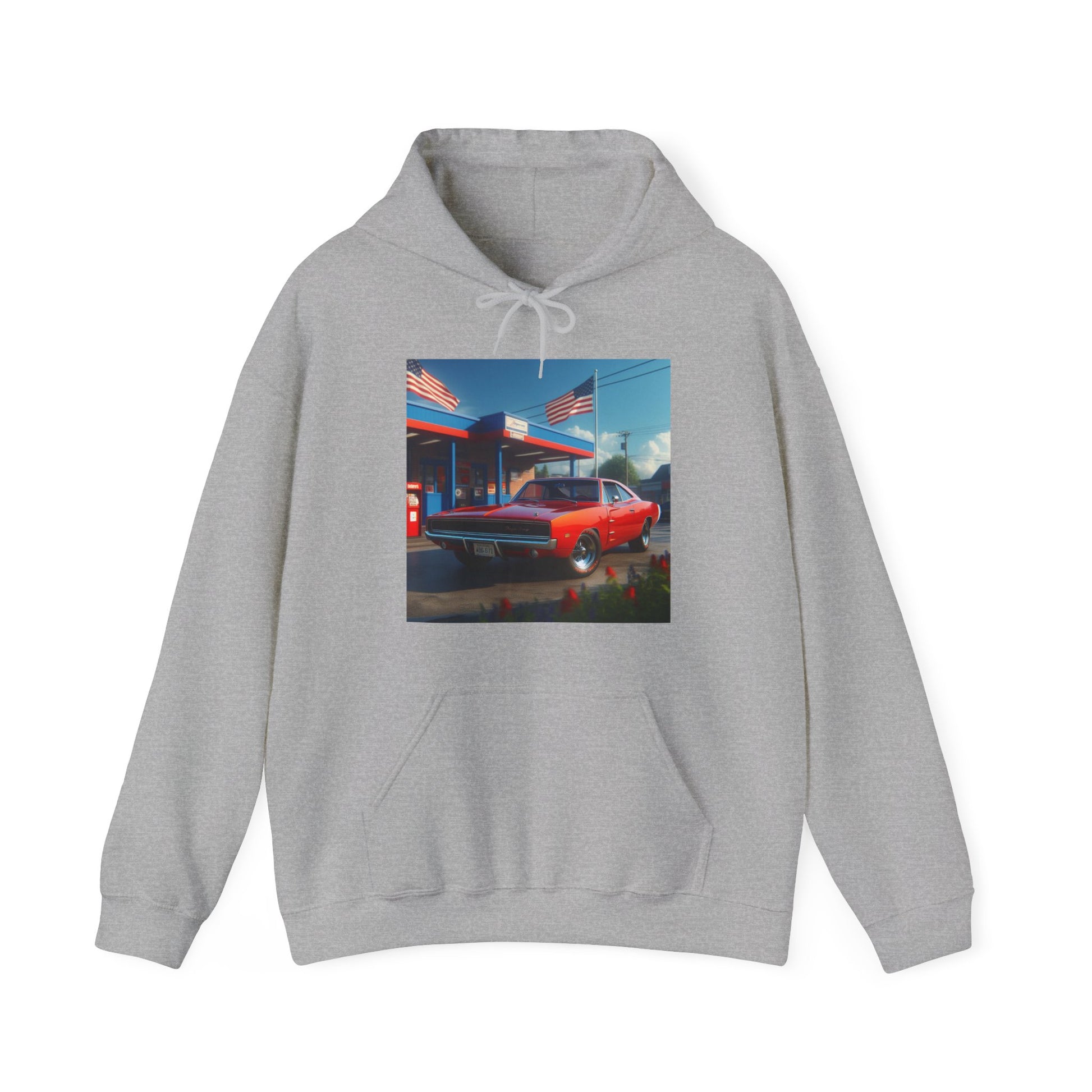 1970 Red Dodge Charger Hoodie Hoodie Printify Sport Grey S 