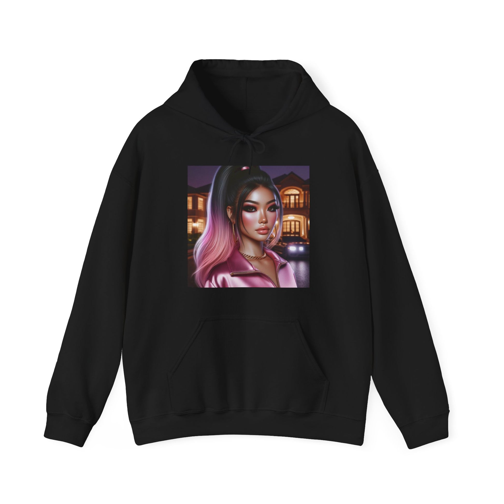 Pink at Night Hoodie Hoodie Printify Black S 