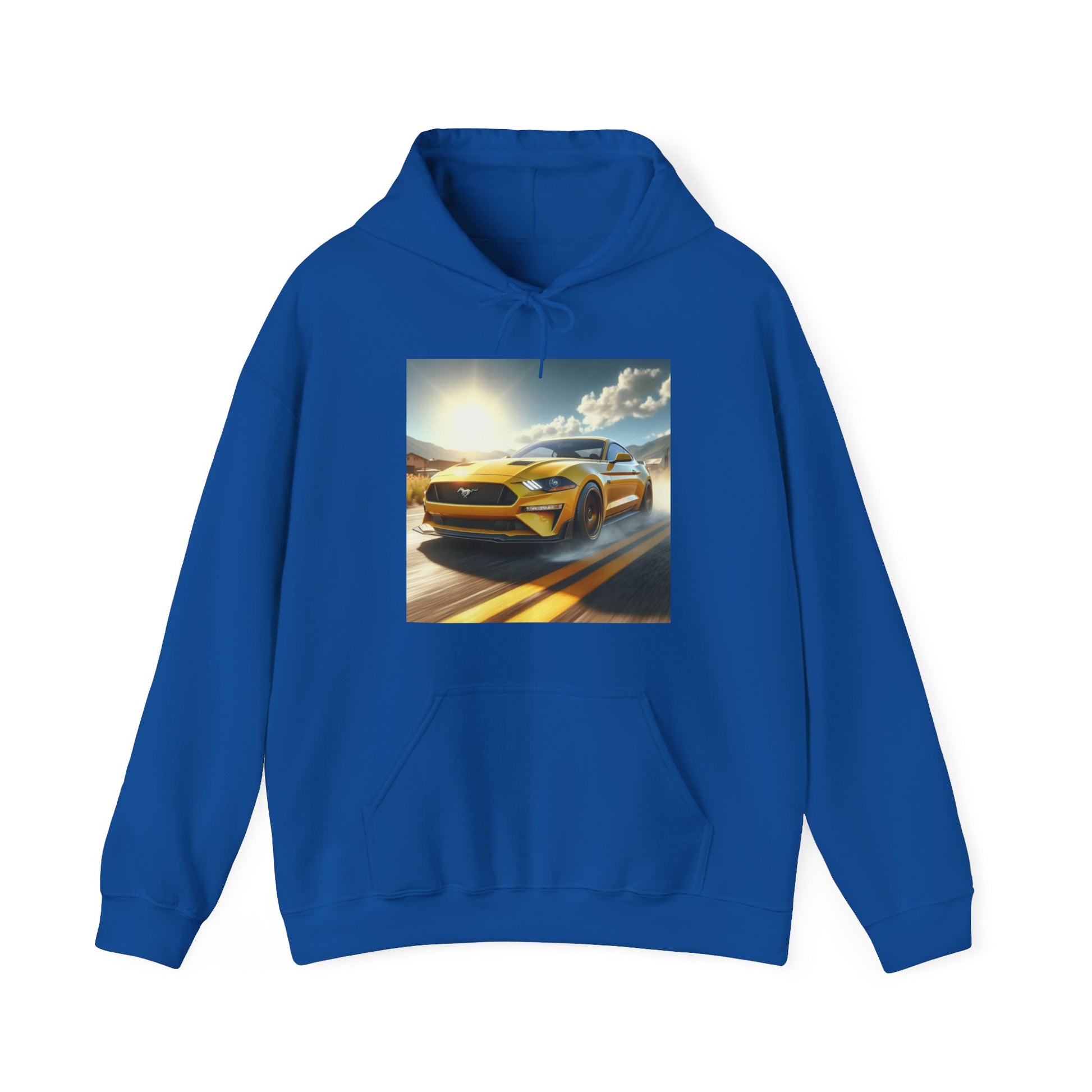 Yellow Mustang Hoodie Hoodie Printify Royal S 