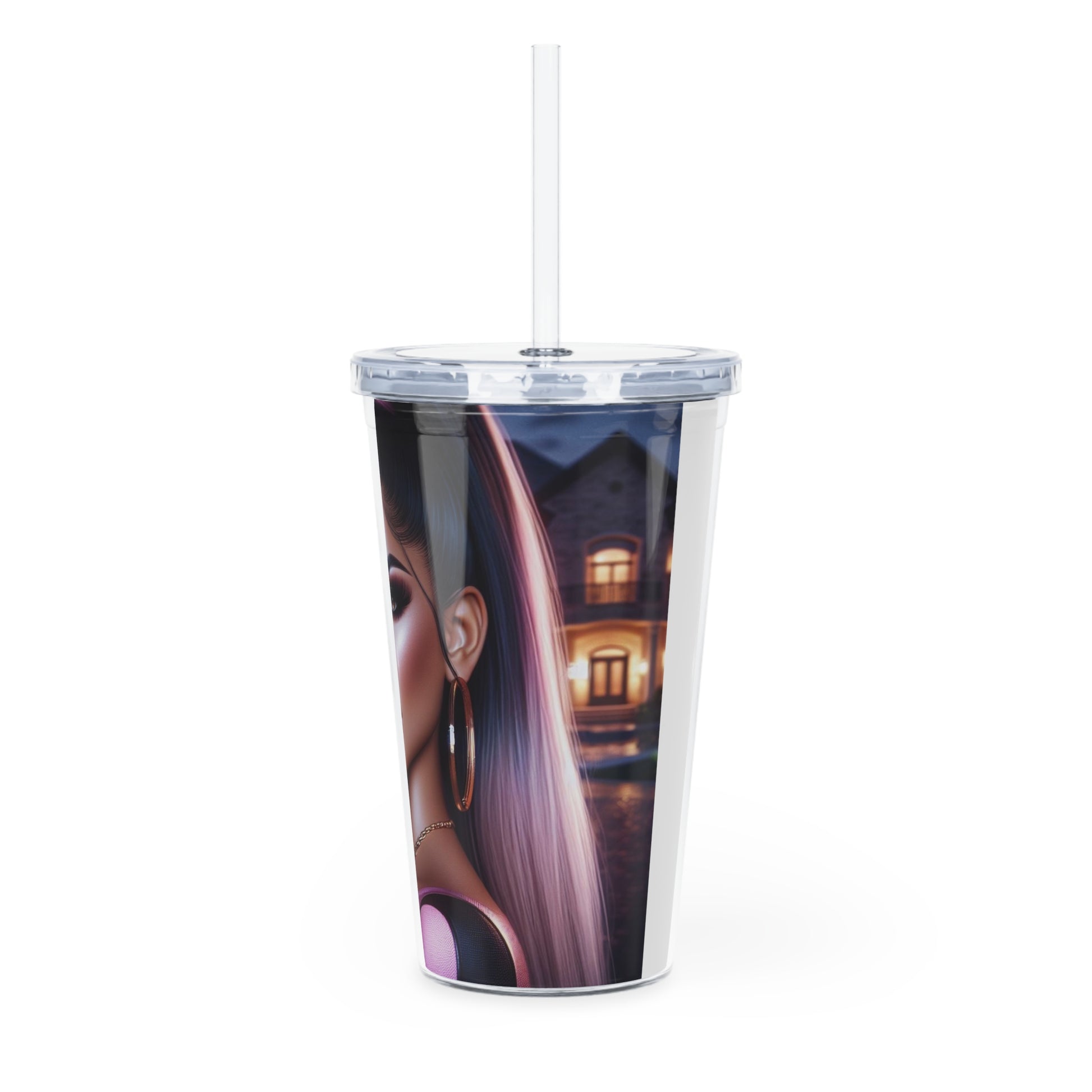 Pink at Night Tumbler with Straw Mug Printify   