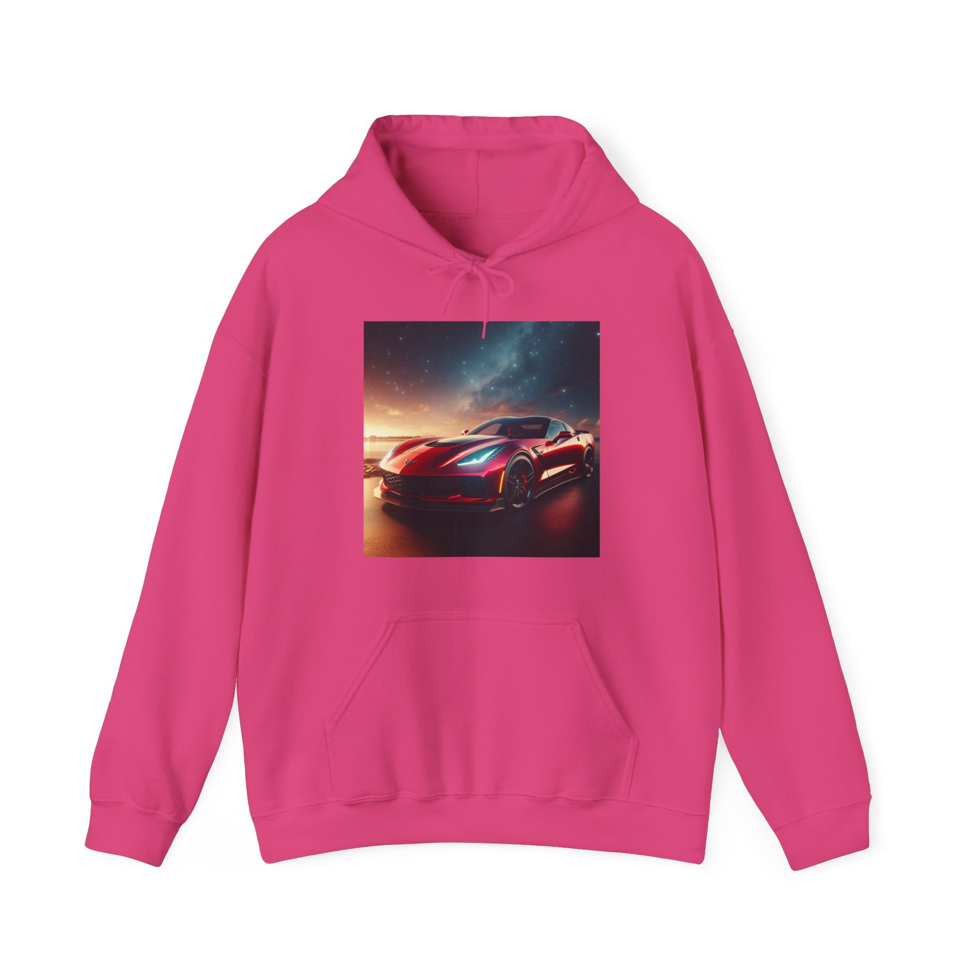 Red Corvette Hoodie Hoodie Printify Heliconia S 