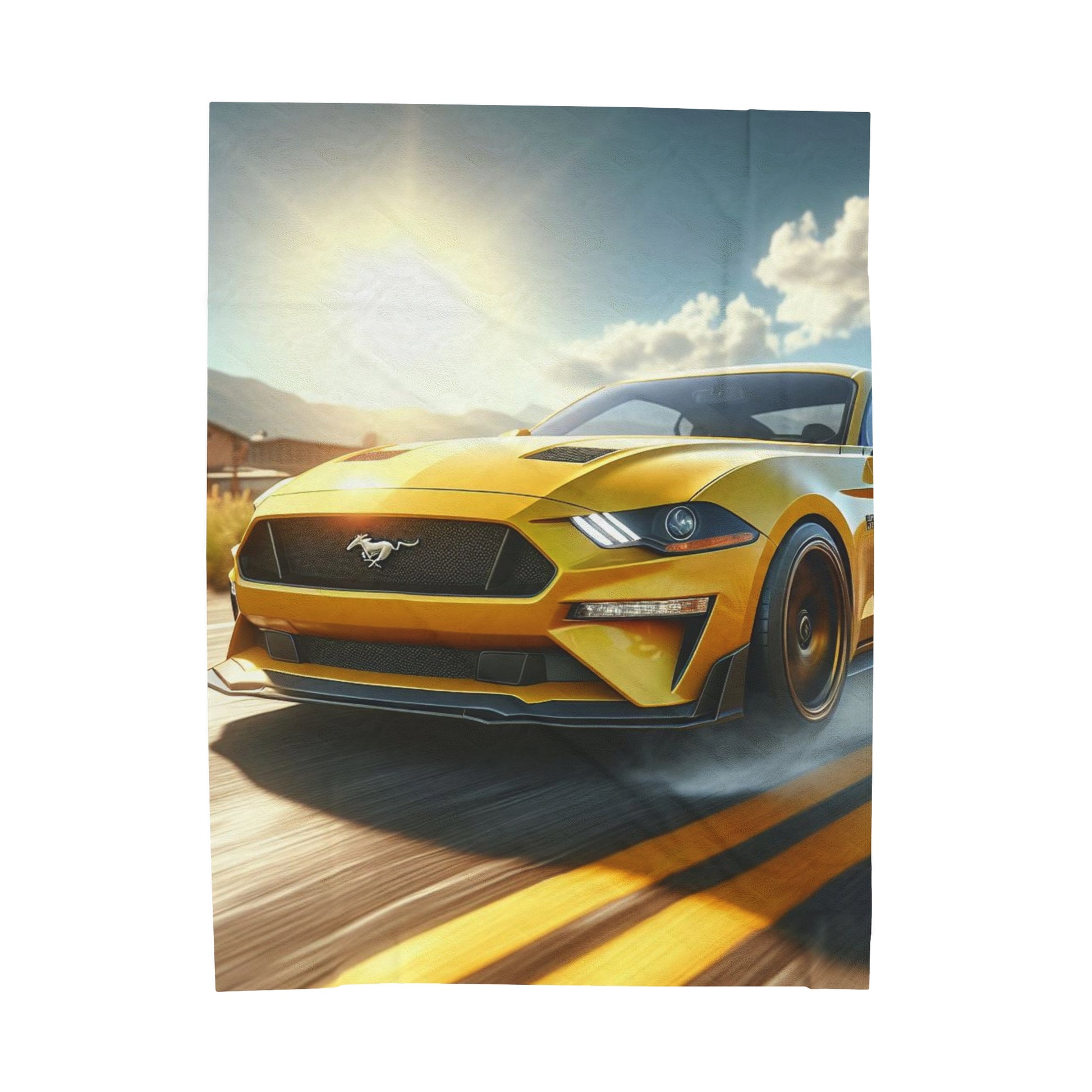 Yellow Mustang Plush Blanket blankets Printify 60" × 80"  