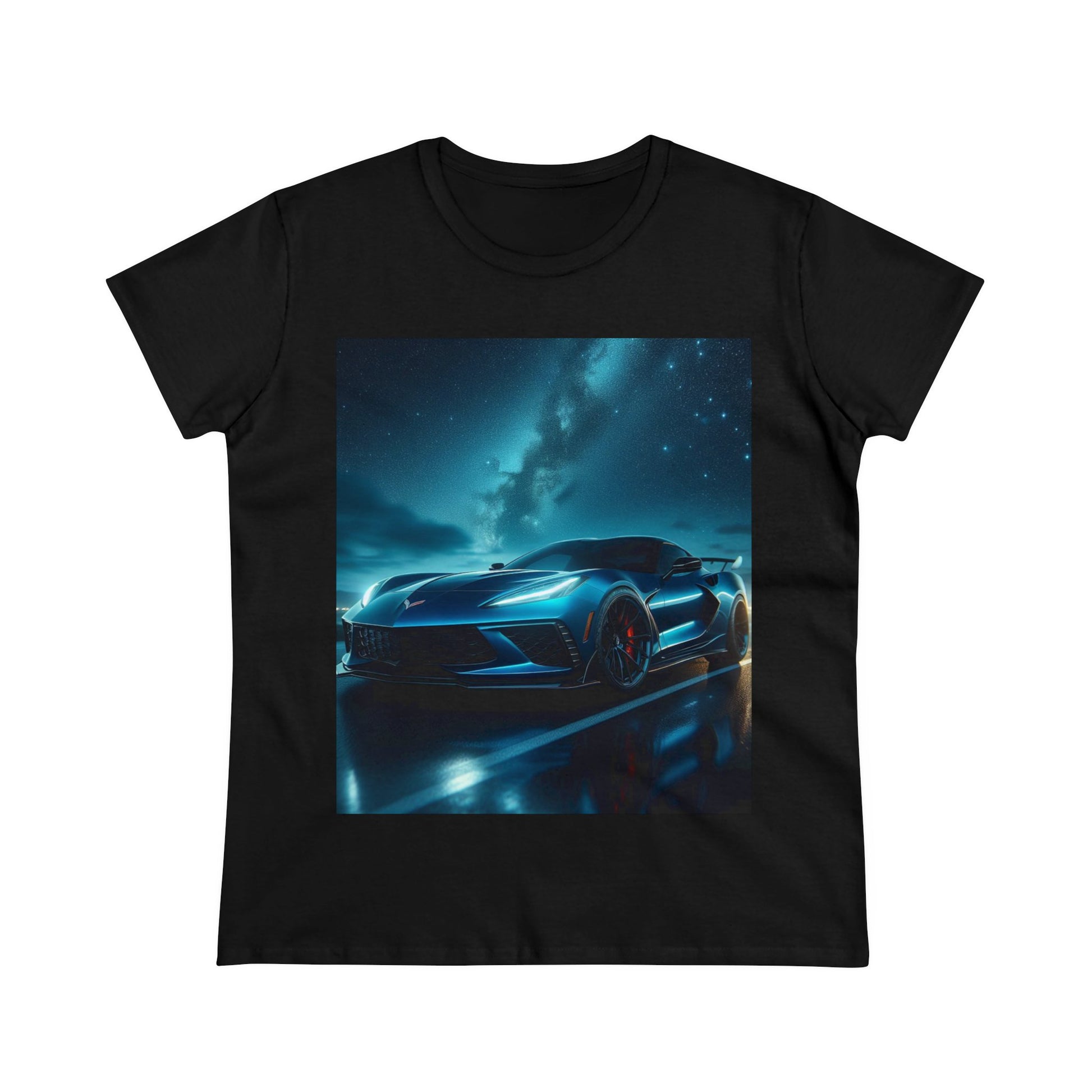 Blue Corvette T-Shirt T-Shirt Printify Black S 