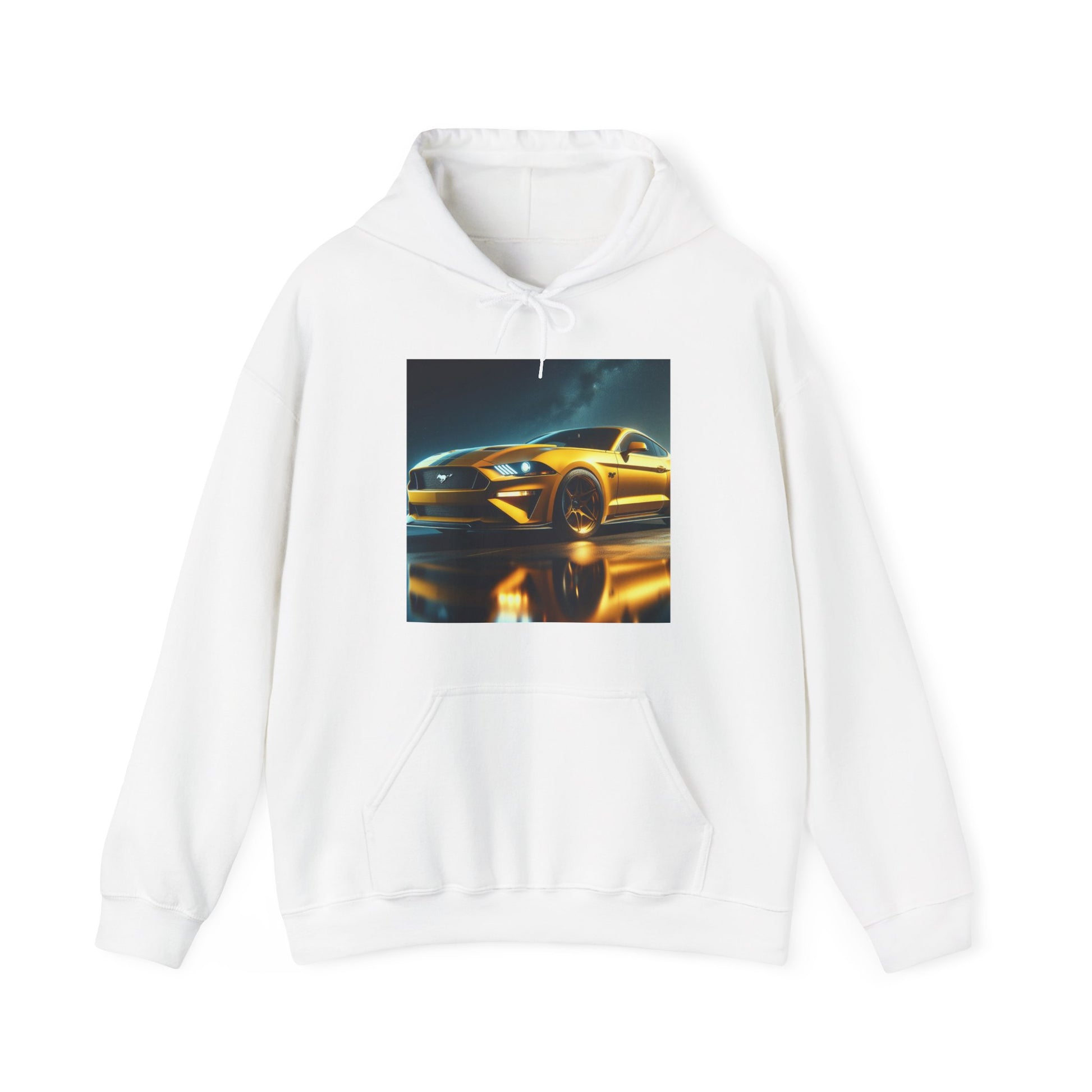 Yellow Mustang Hoodie Hoodie Printify White S 