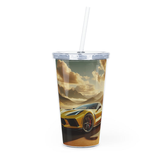 Yellow Corvette Tumbler with Straw Mug Printify 20oz Transparent 