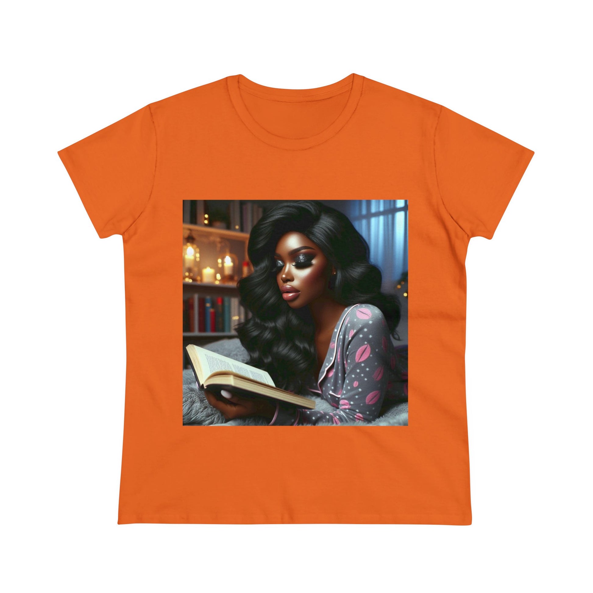 Late Night Book T-Shirt T-Shirt Printify Orange S 