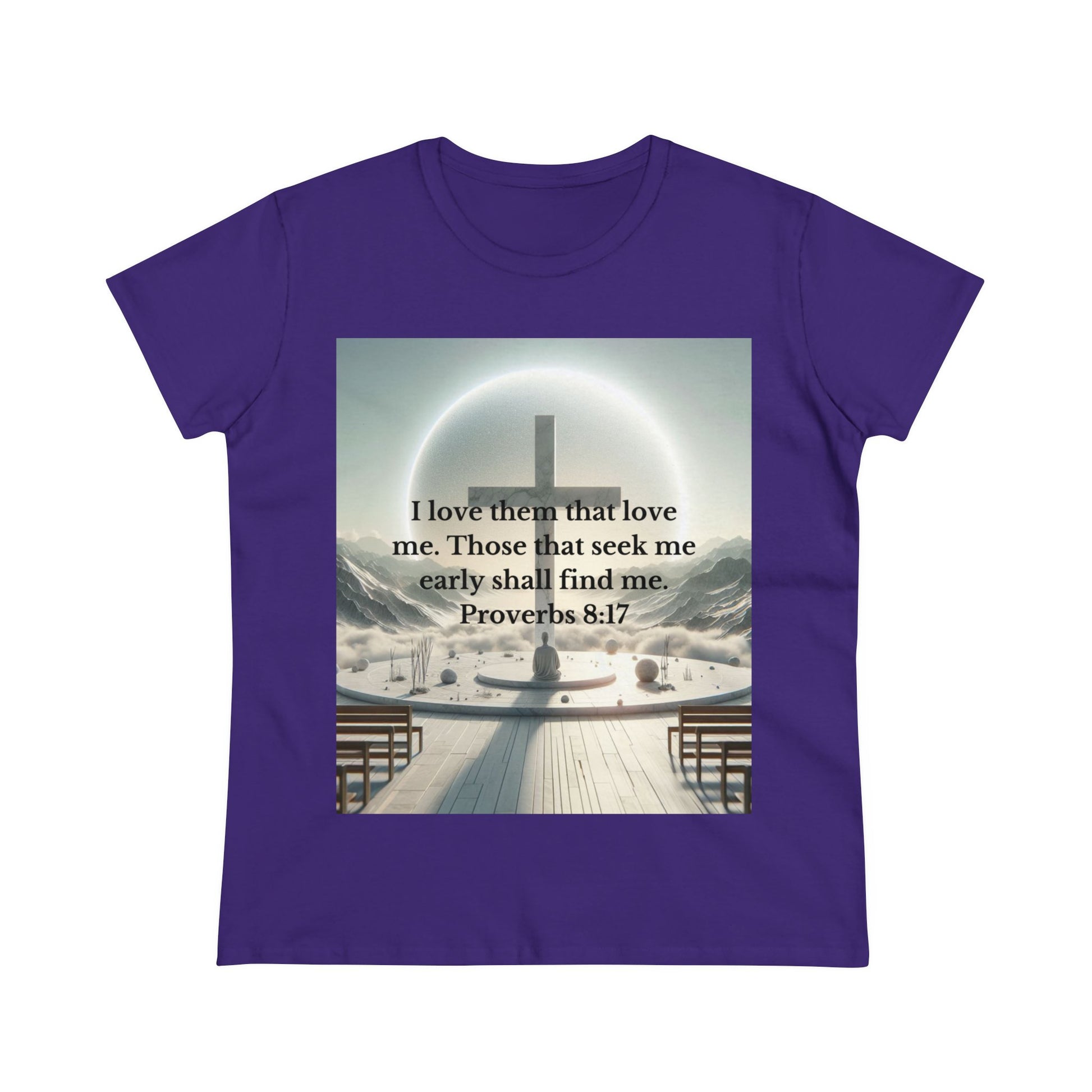 Proverbs 8:17 T-Shirt T-Shirt Printify Purple S 