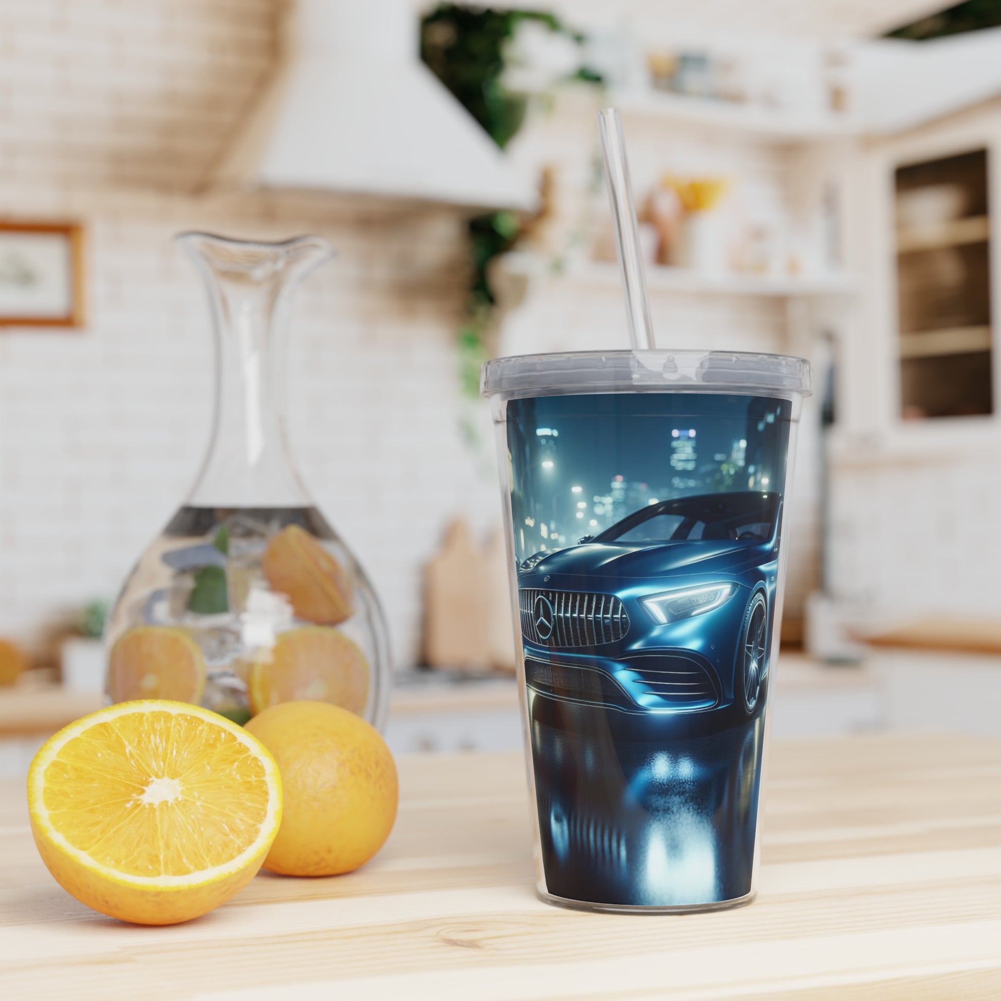 Blue Mercedes Tumbler with Straw Mug Printify   