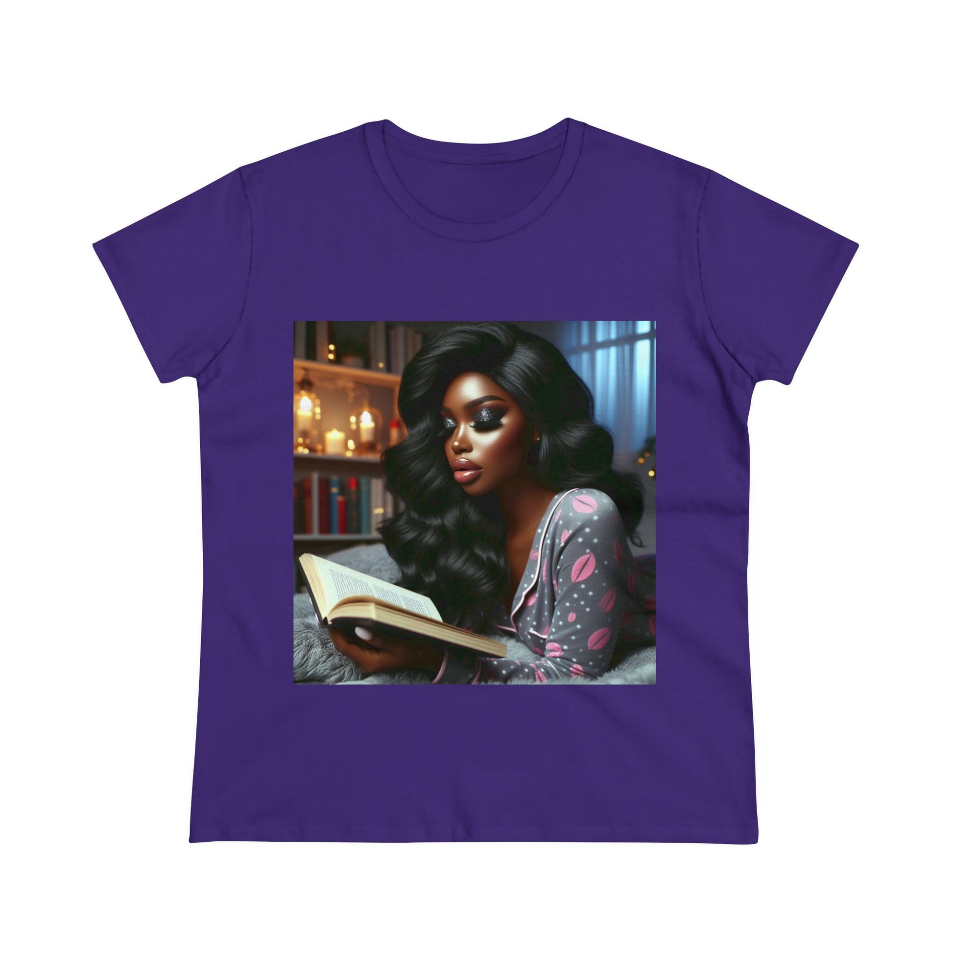 Late Night Book T-Shirt T-Shirt Printify Purple S 