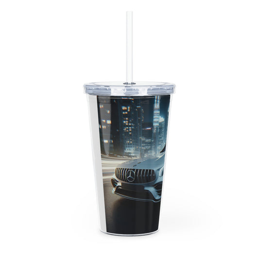 White Mercedes Tumbler with Straw Mug Printify   