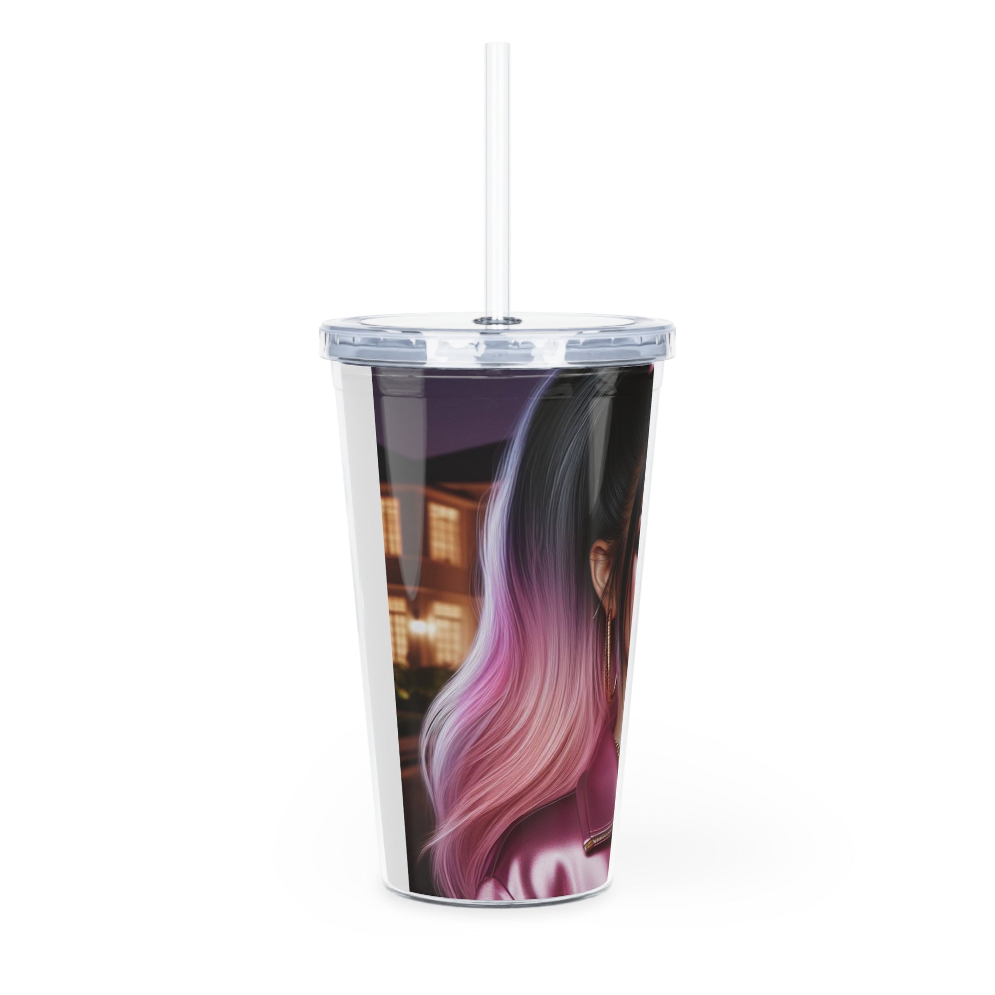 Pink at Night Tumbler with Straw Mug Printify   