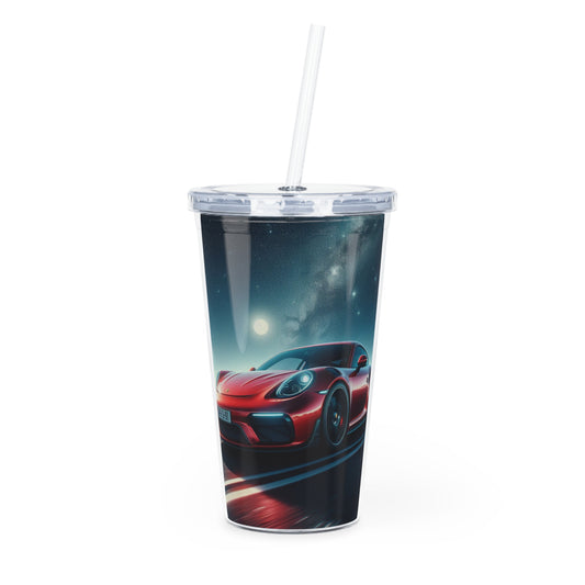 Red Porsche Tumbler with Straw Mug Printify 20oz Transparent 