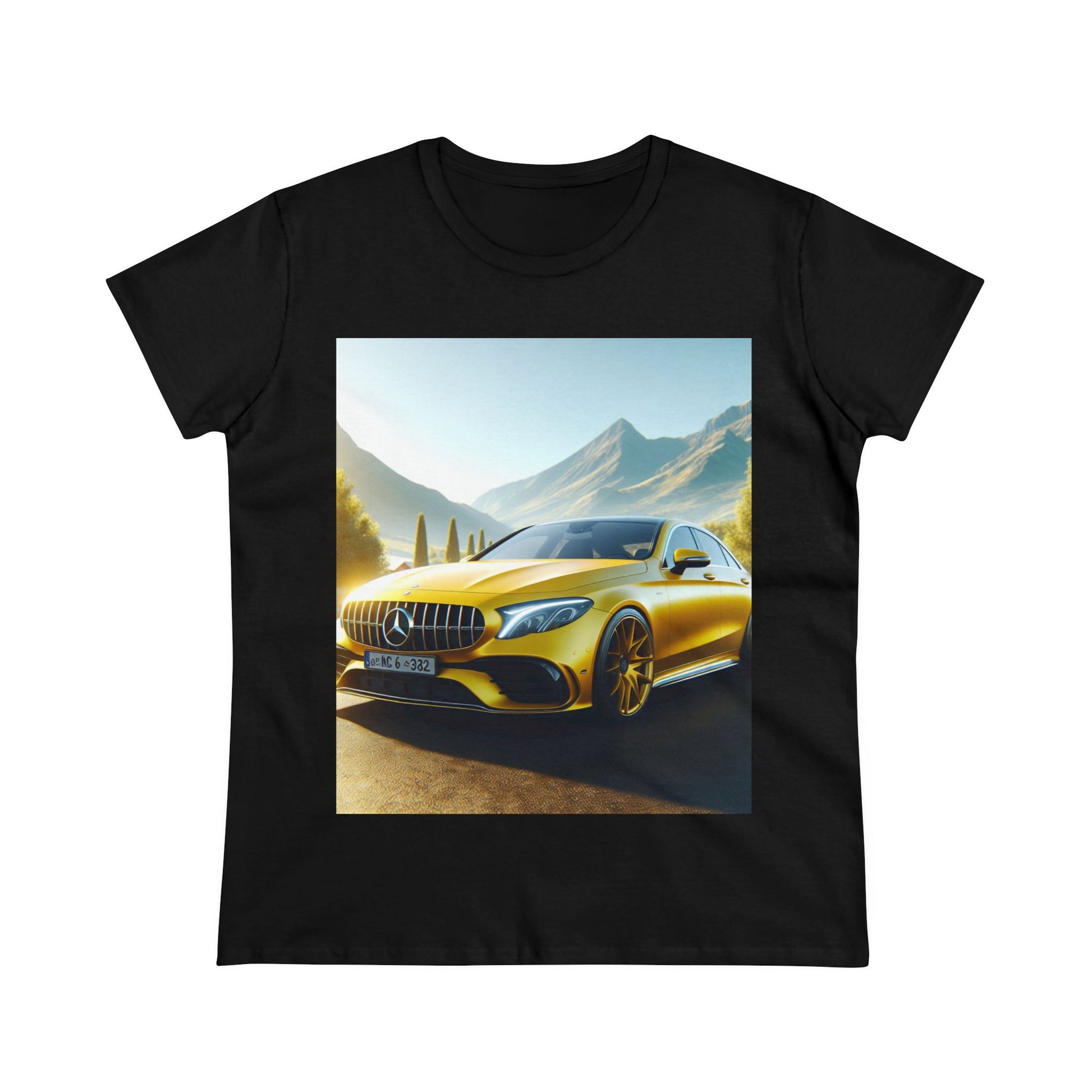 Yellow Mercedes T-Shirt T-Shirt Printify Black S 