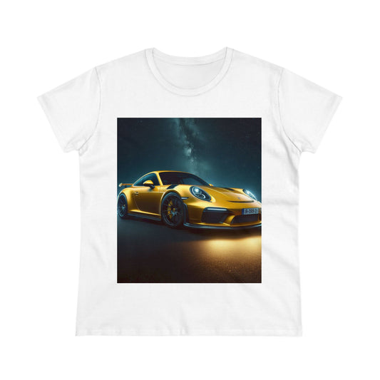 Yellow Porsche T-Shirt T-Shirt Printify White S 