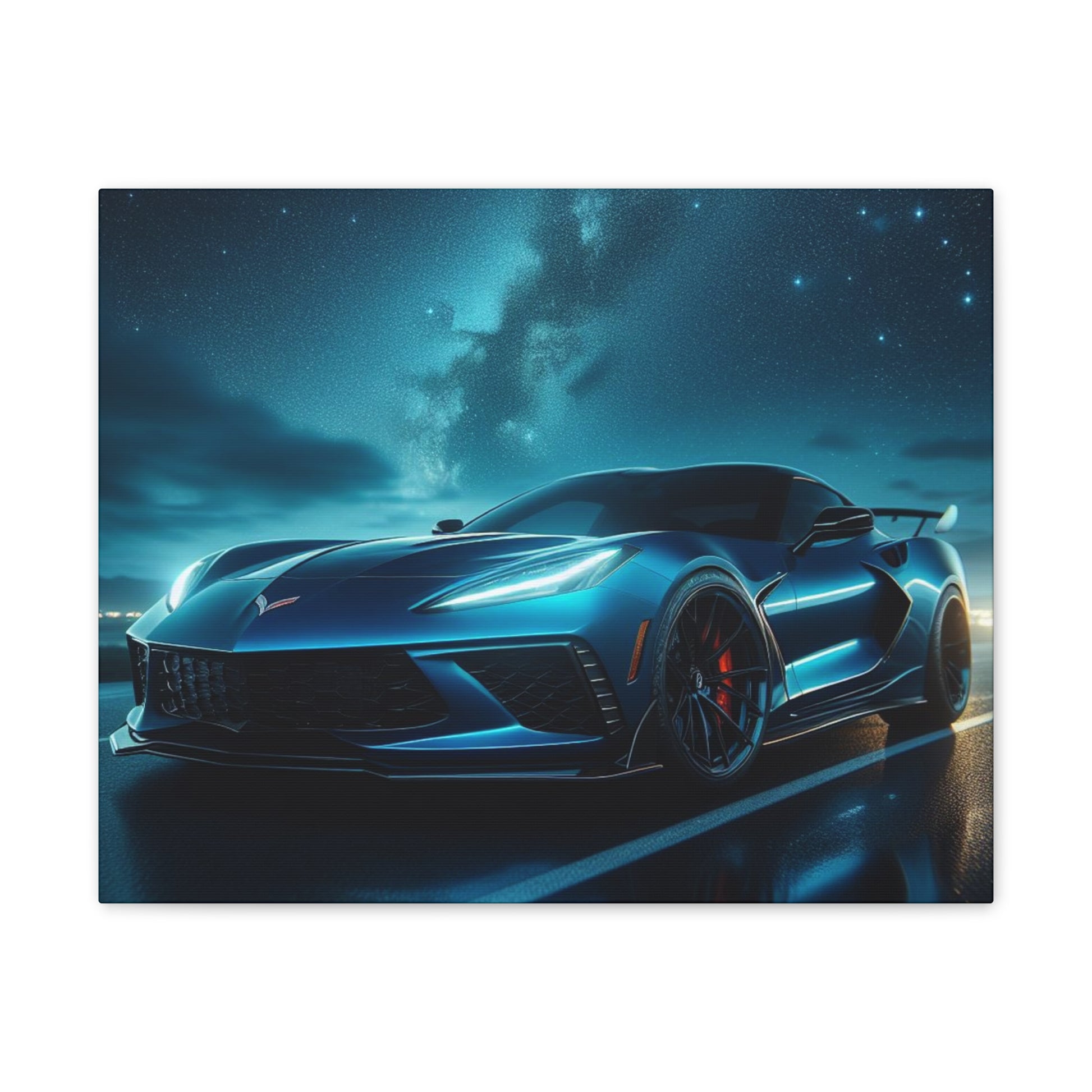 Blue Corvette Canvas Canvas Printify   