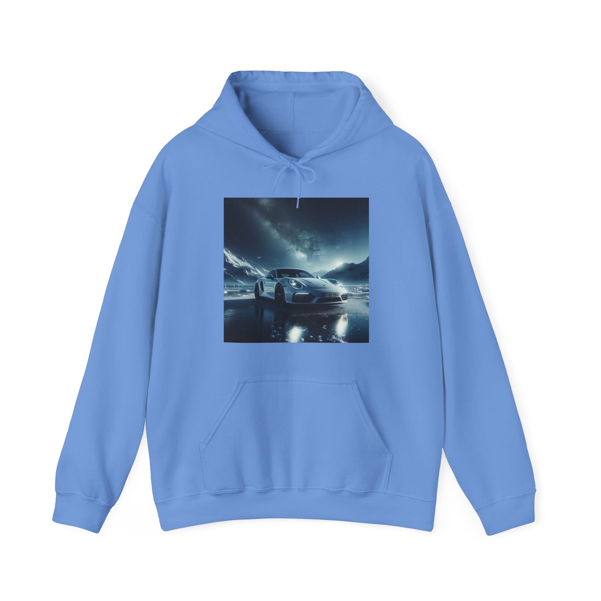 White Porsche Hoodie Hoodie Printify Carolina Blue S 