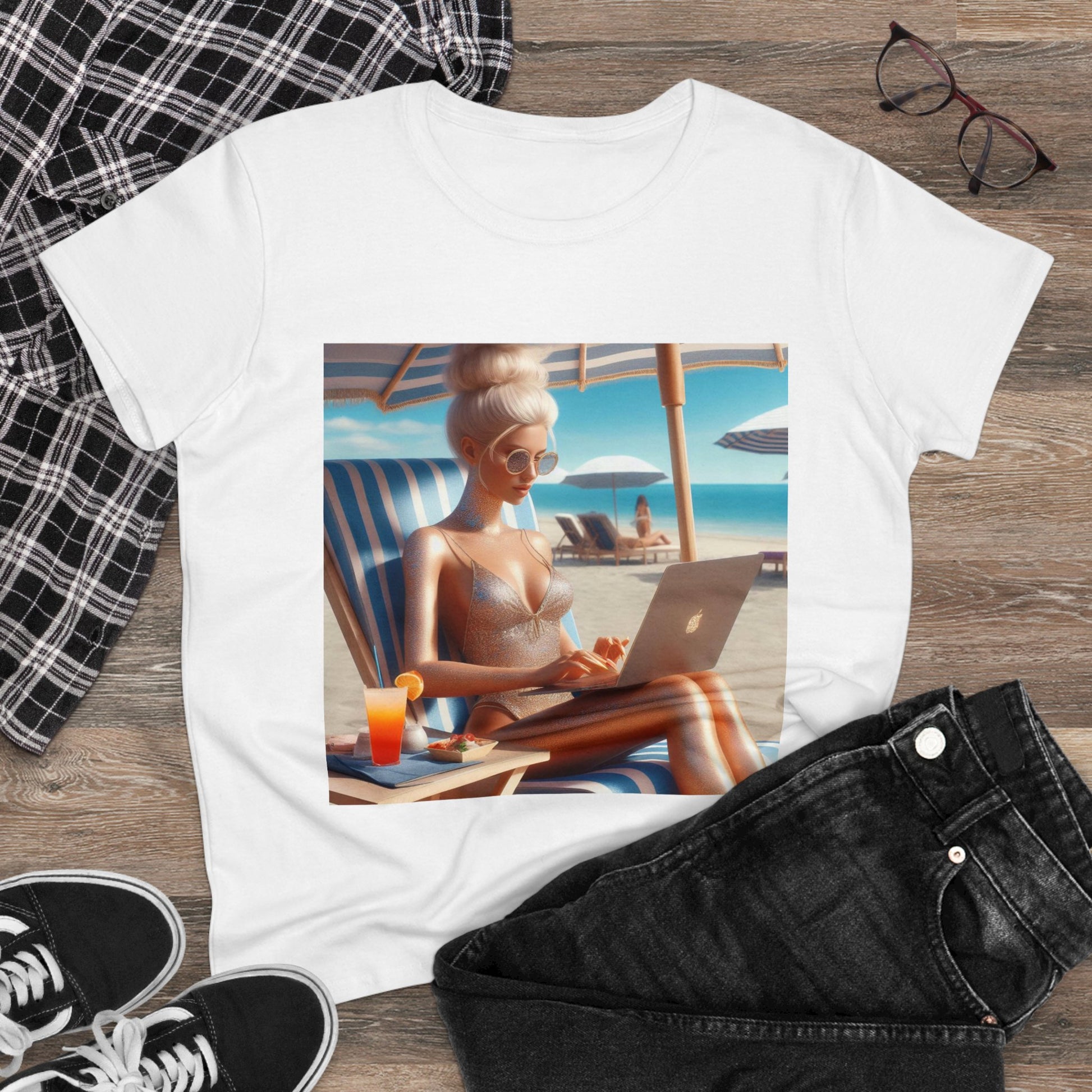 Work Day at the Beach T-Shirt T-Shirt Printify   