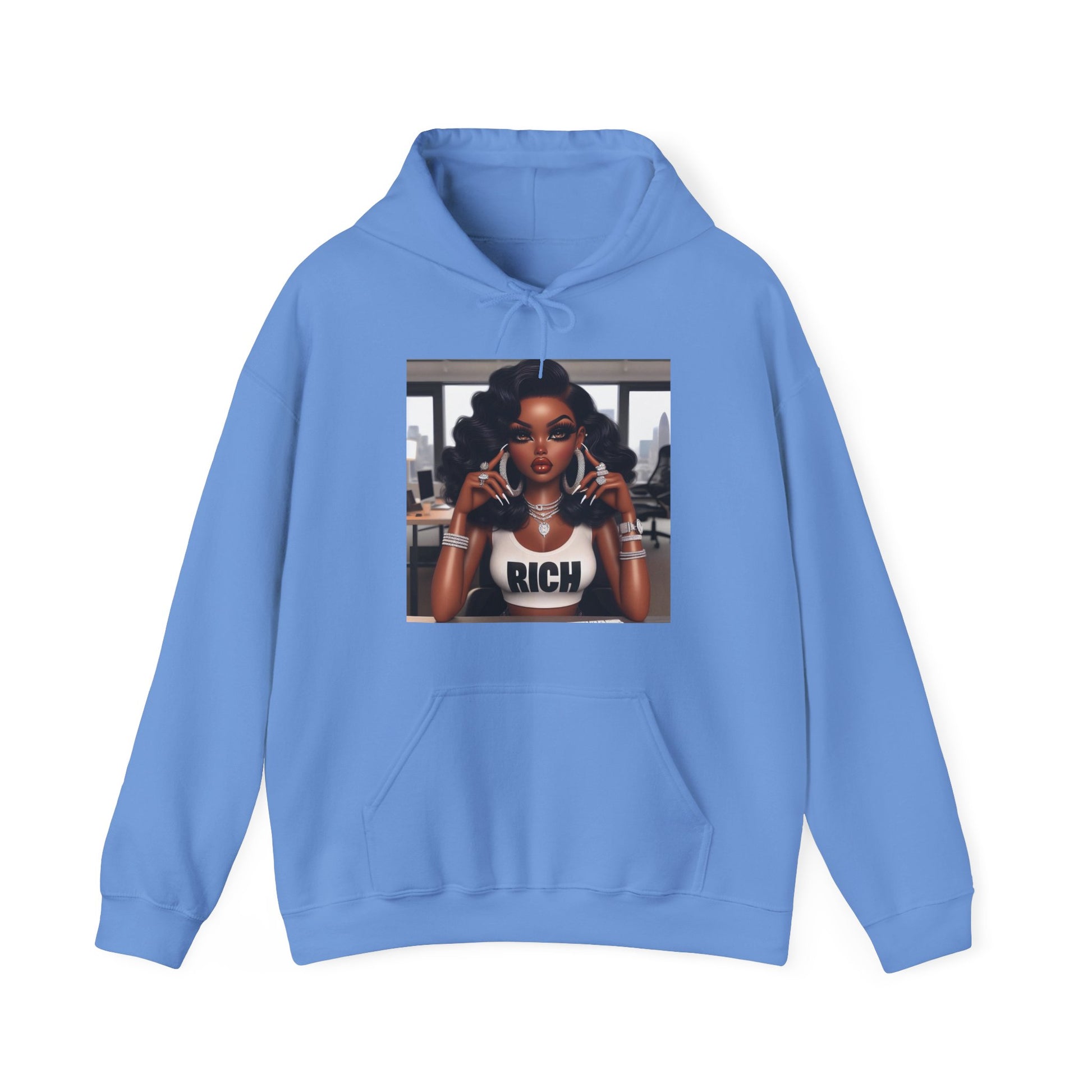 Rich Girl Hoodie Hoodie Printify Carolina Blue S 