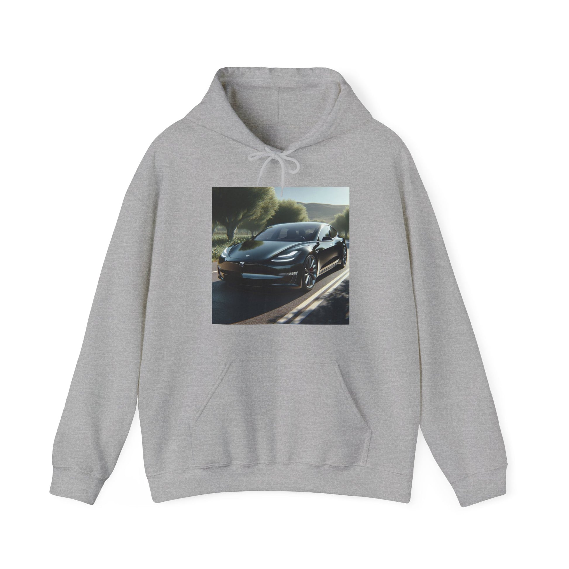 Black Tesla Hoodie Hoodie Printify Sport Grey S 