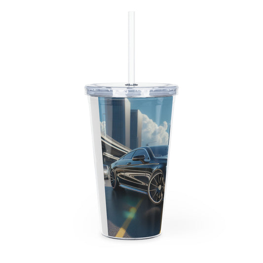 Black Mercedes Tumbler with Straw Mug Printify   