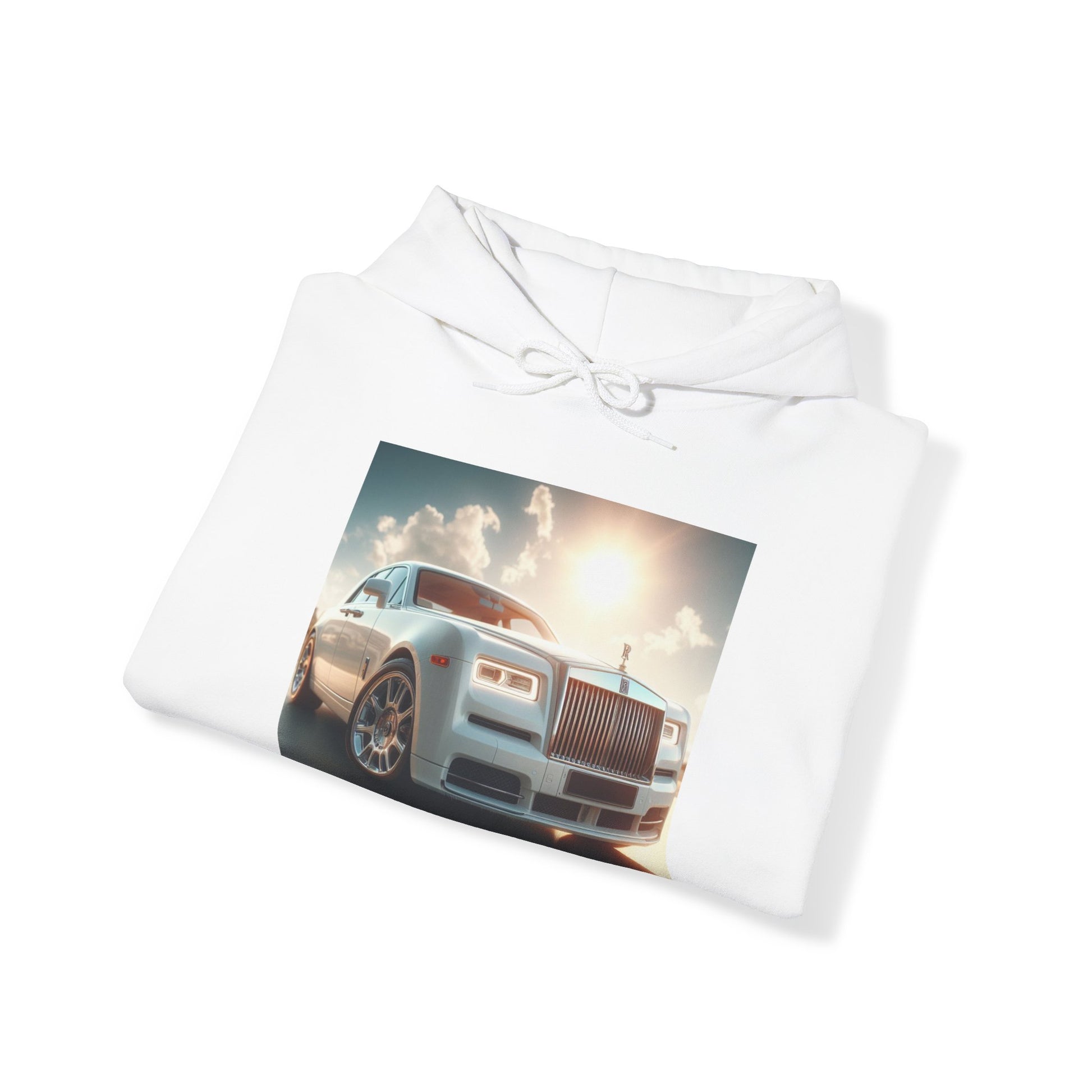 White Rolls Royce Hoodie Hoodie Printify   