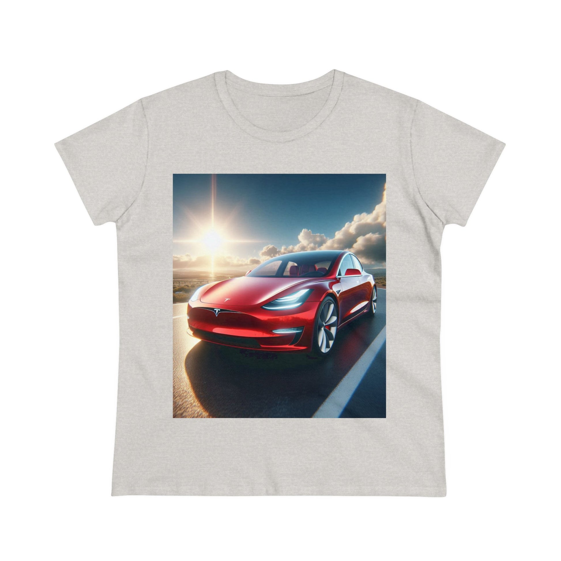 Red Tesla T-Shirt T-Shirt Printify Ash S 