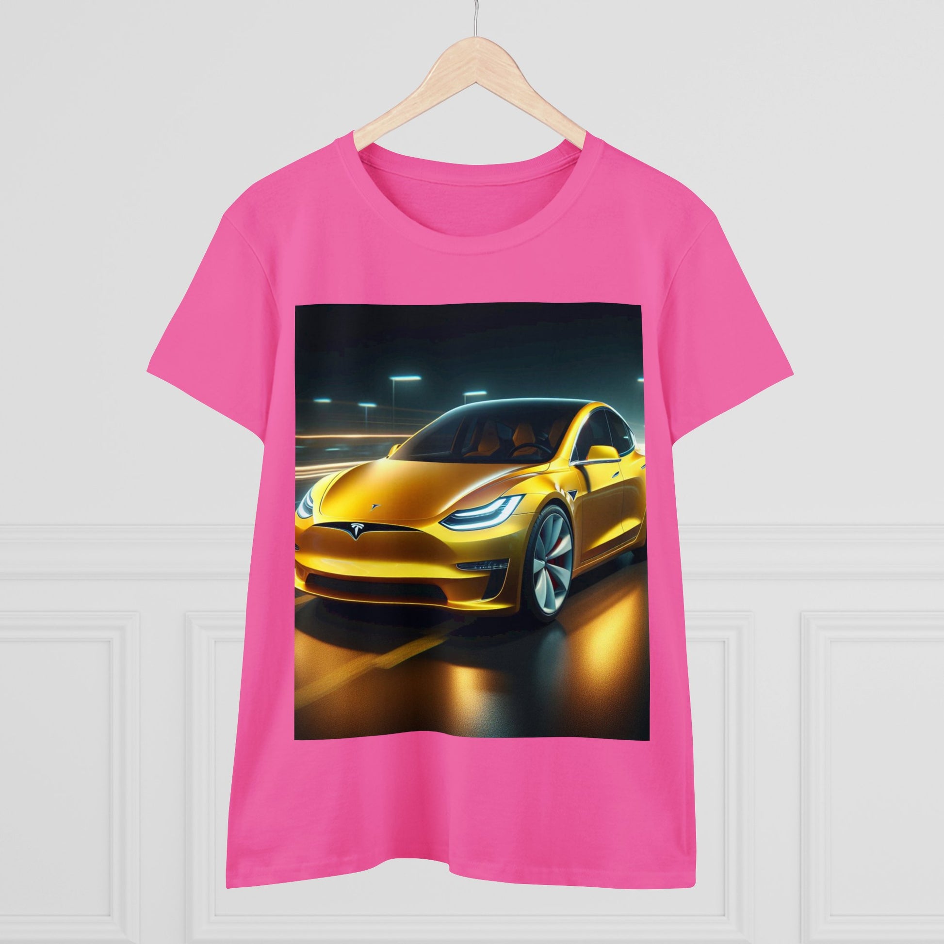 Yellow Tesla T-Shirt T-Shirt Printify   