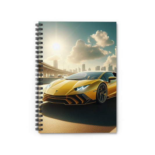 Yellow Lamborghini Spiral Notebook Paper products Printify One Size  
