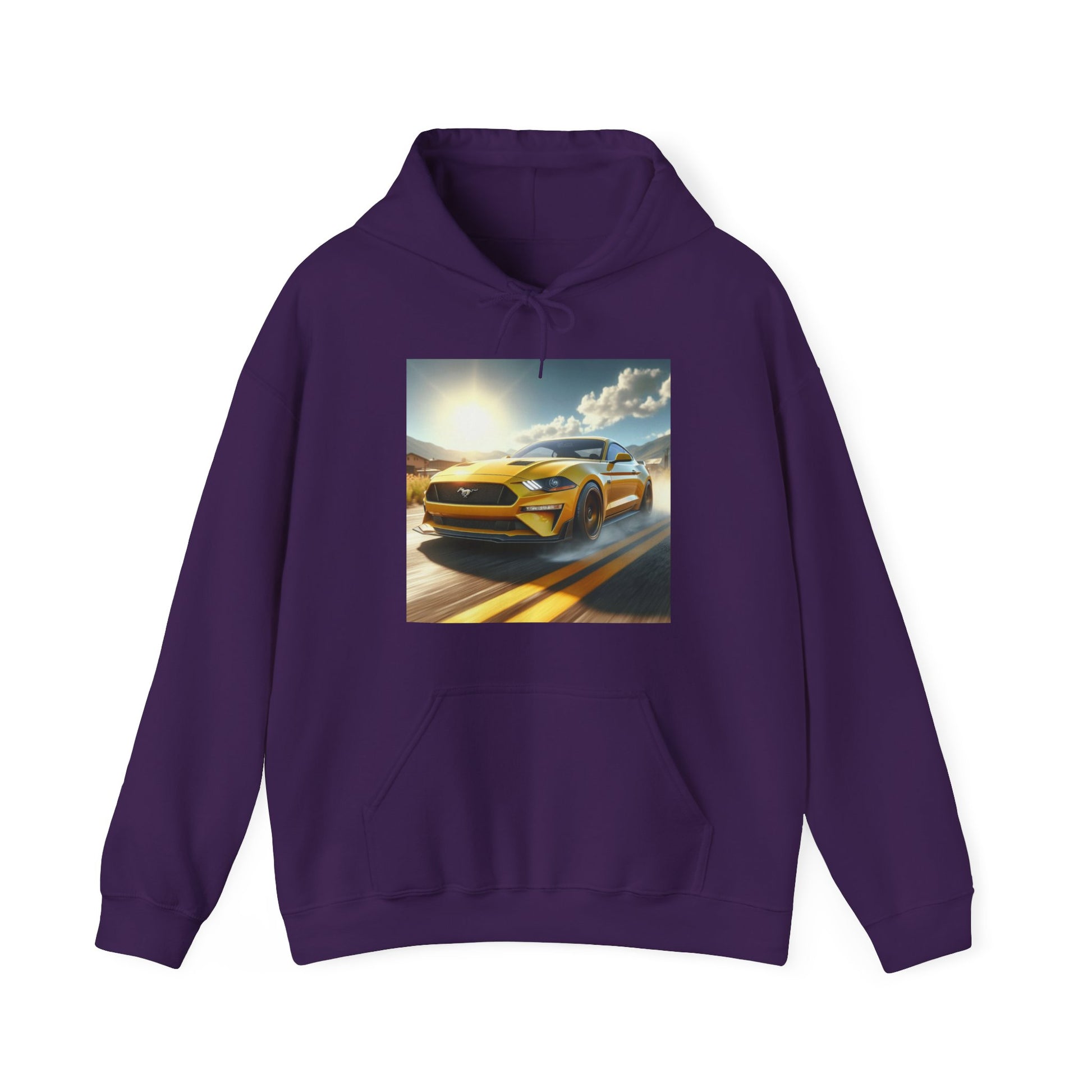 Yellow Mustang Hoodie Hoodie Printify Purple S 