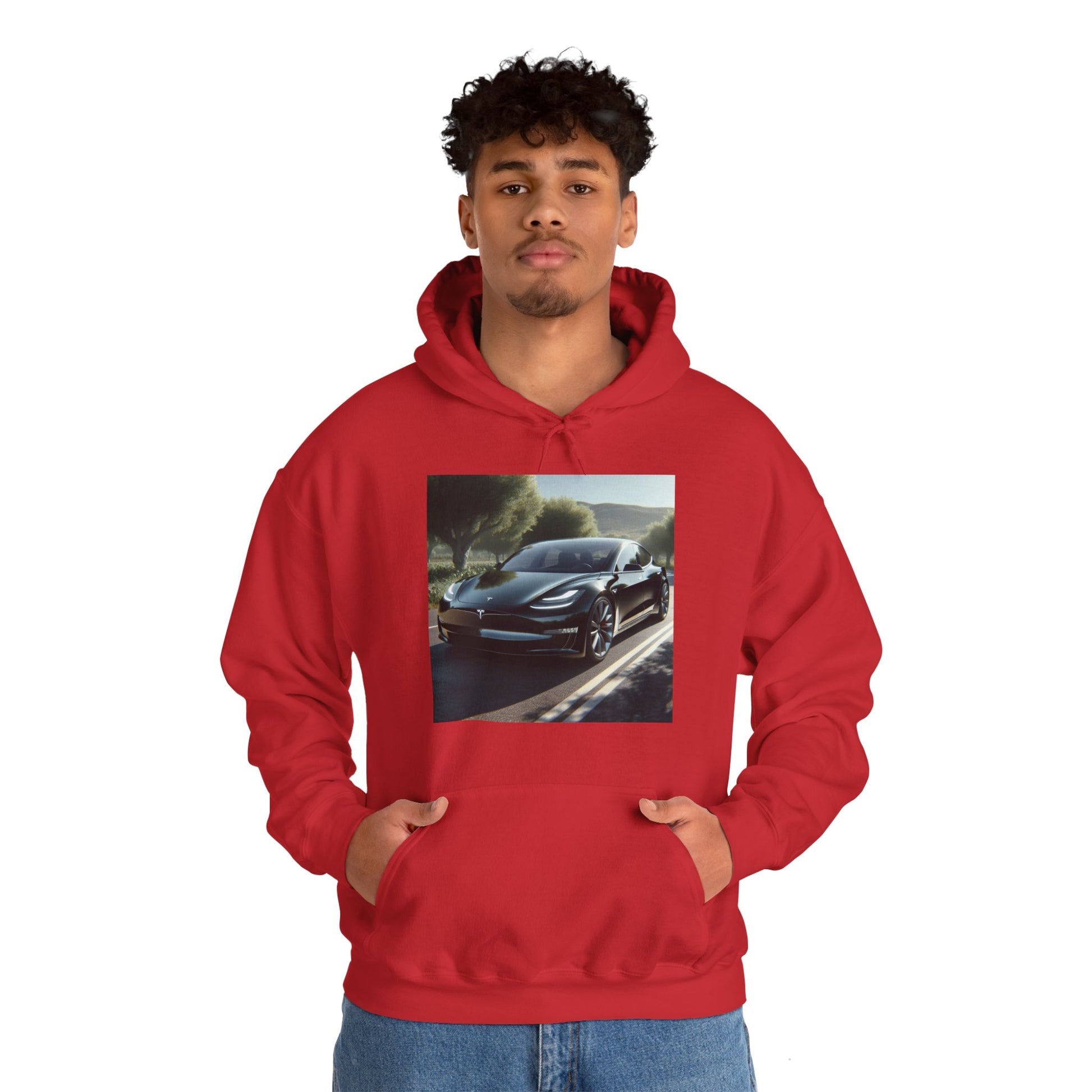 Black Tesla Hoodie Hoodie Printify   