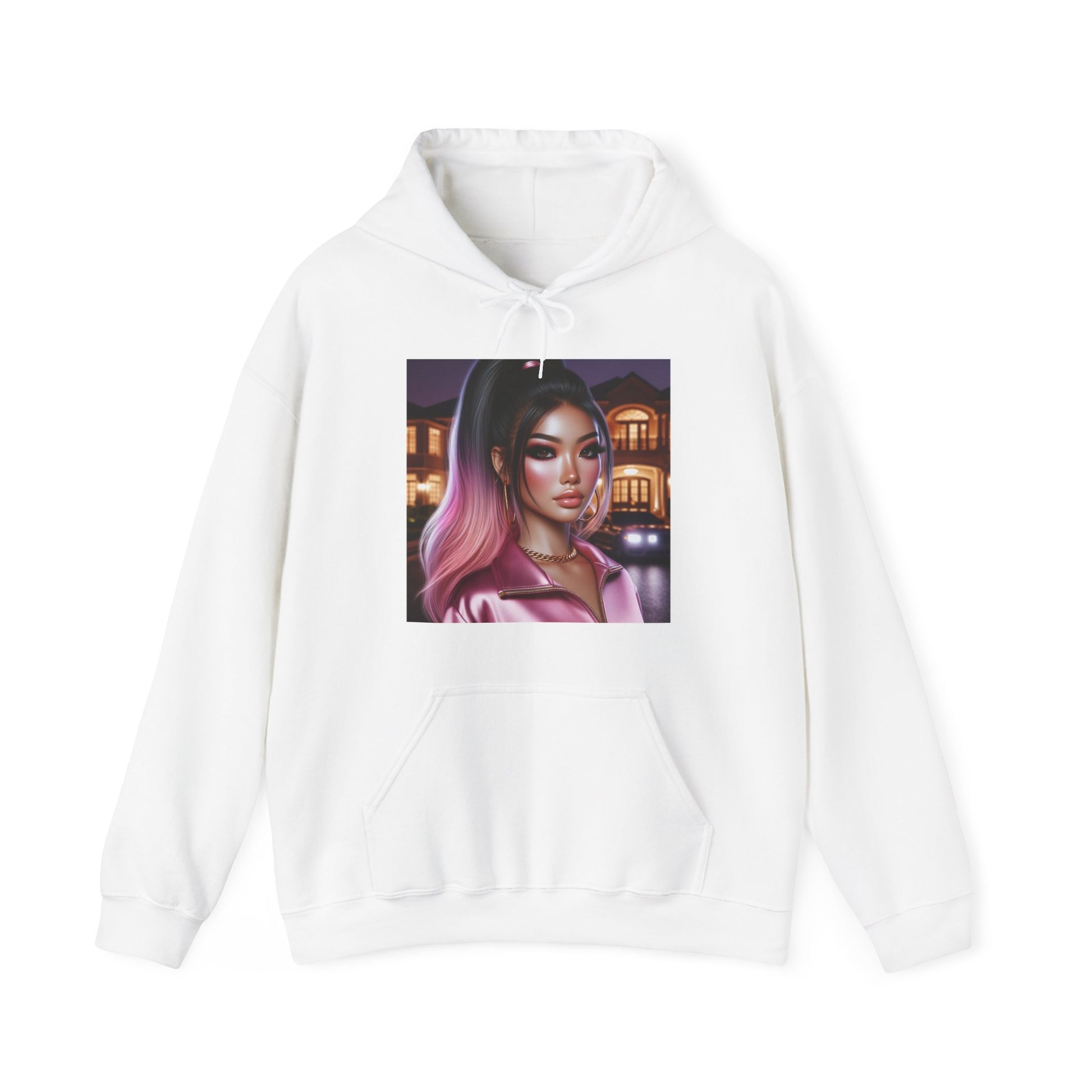 Pink at Night Hoodie Hoodie Printify White S 