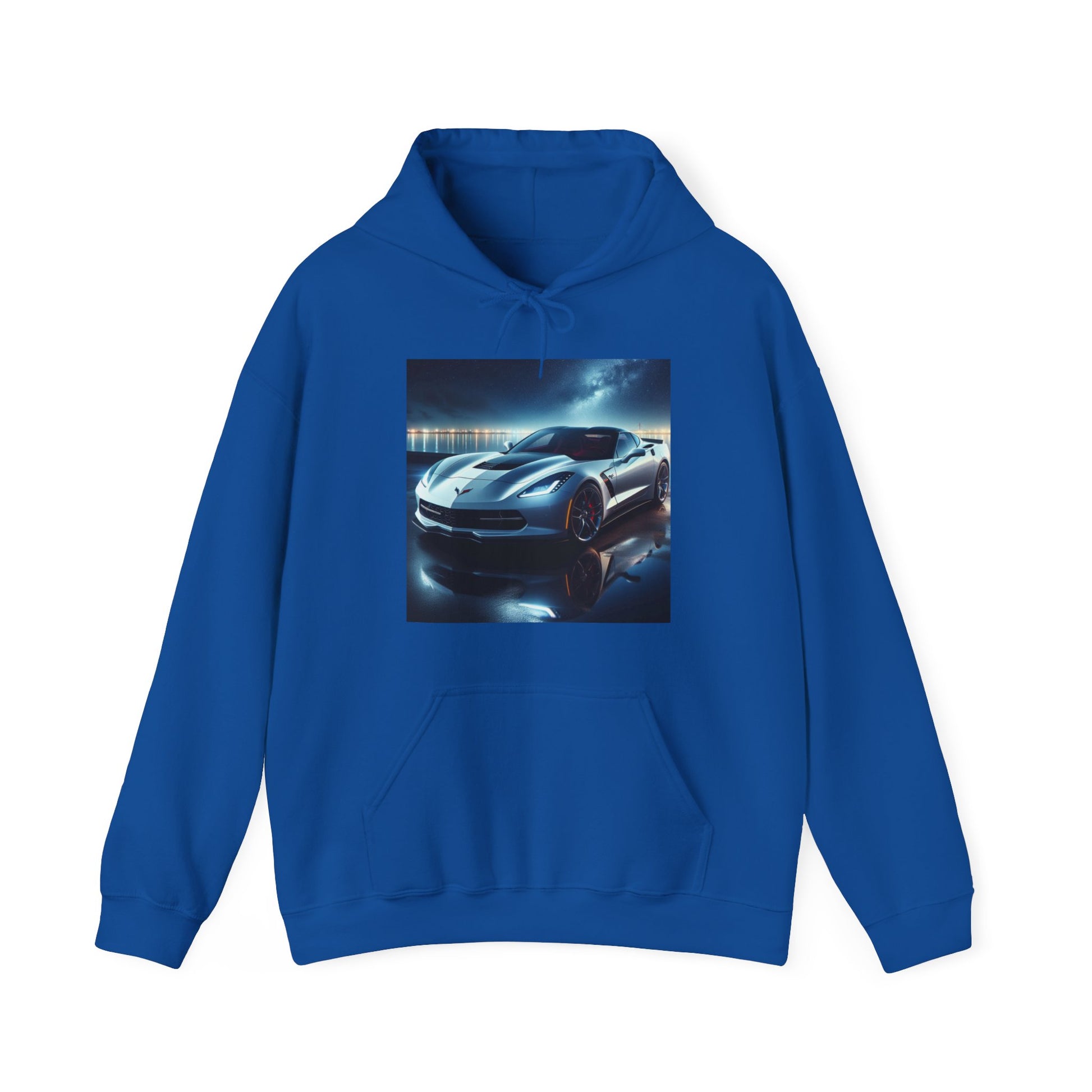 White Corvette Hoodie Hoodie Printify Royal S 