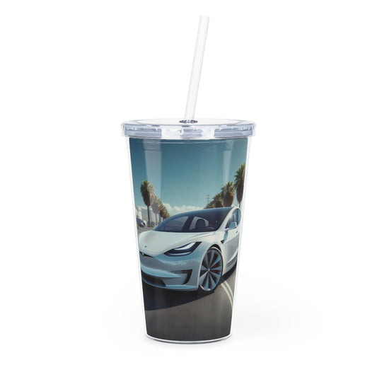 White Tesla Tumbler with Straw Mug Printify 20oz Transparent 
