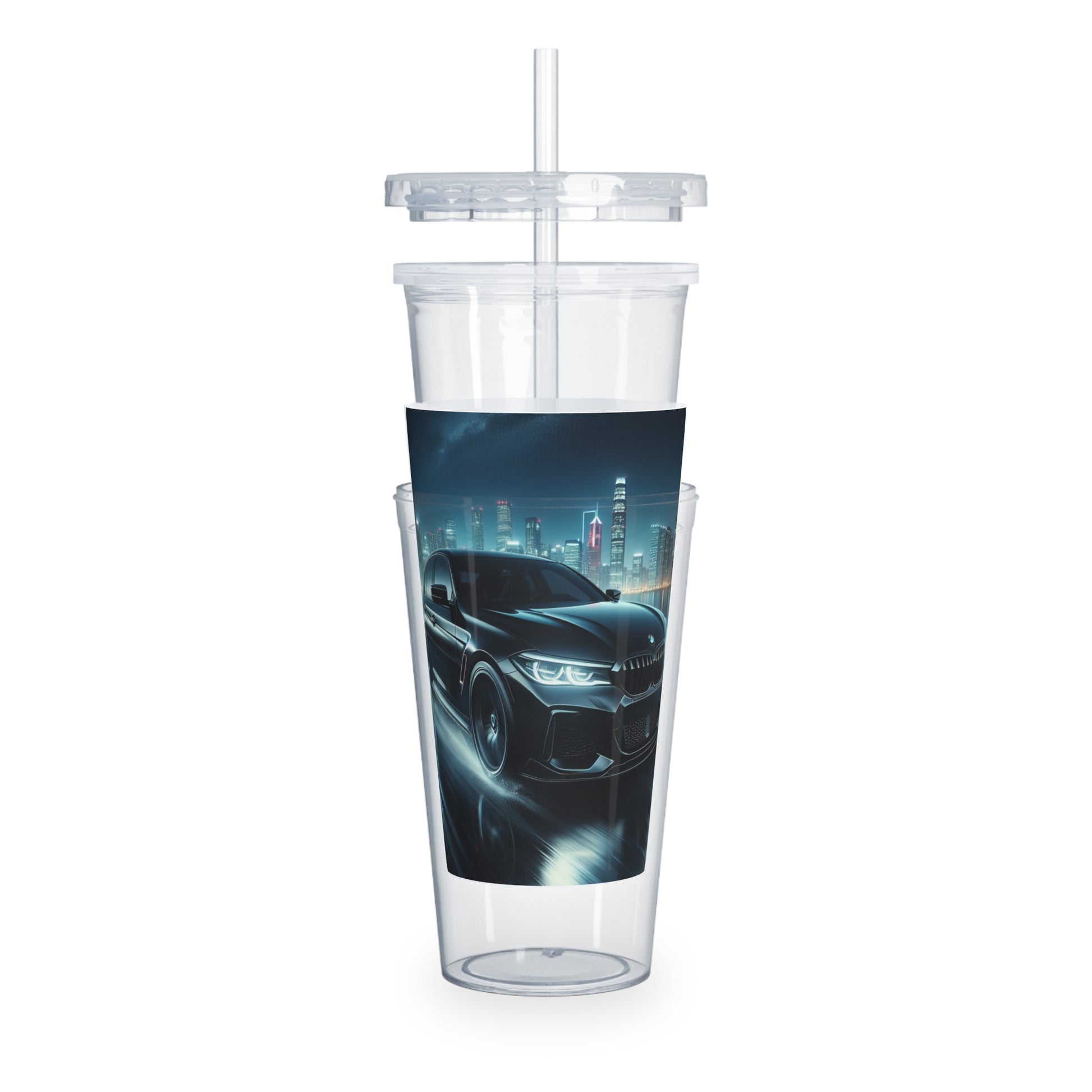 Black BMW Tumbler with Straw Mug Printify   